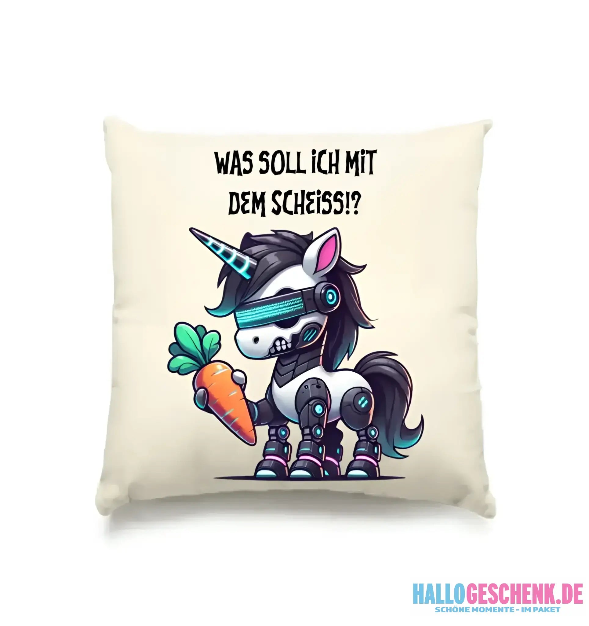 CYBER EINHORN + Text • Halloween • Kissen 40x40 cm • personalisiert