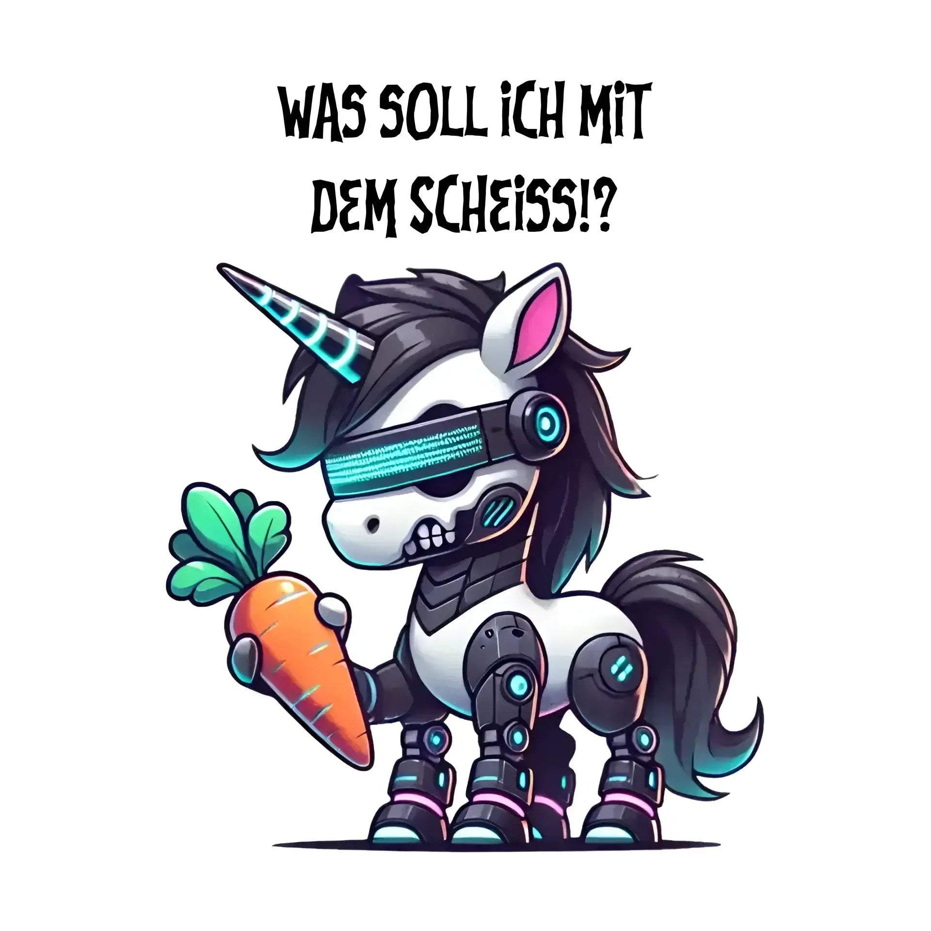 CYBER EINHORN + Text • Halloween • STICKER 20x20cm (Aufkleber) • personalisiert - White / OneSize / ausgestanzter