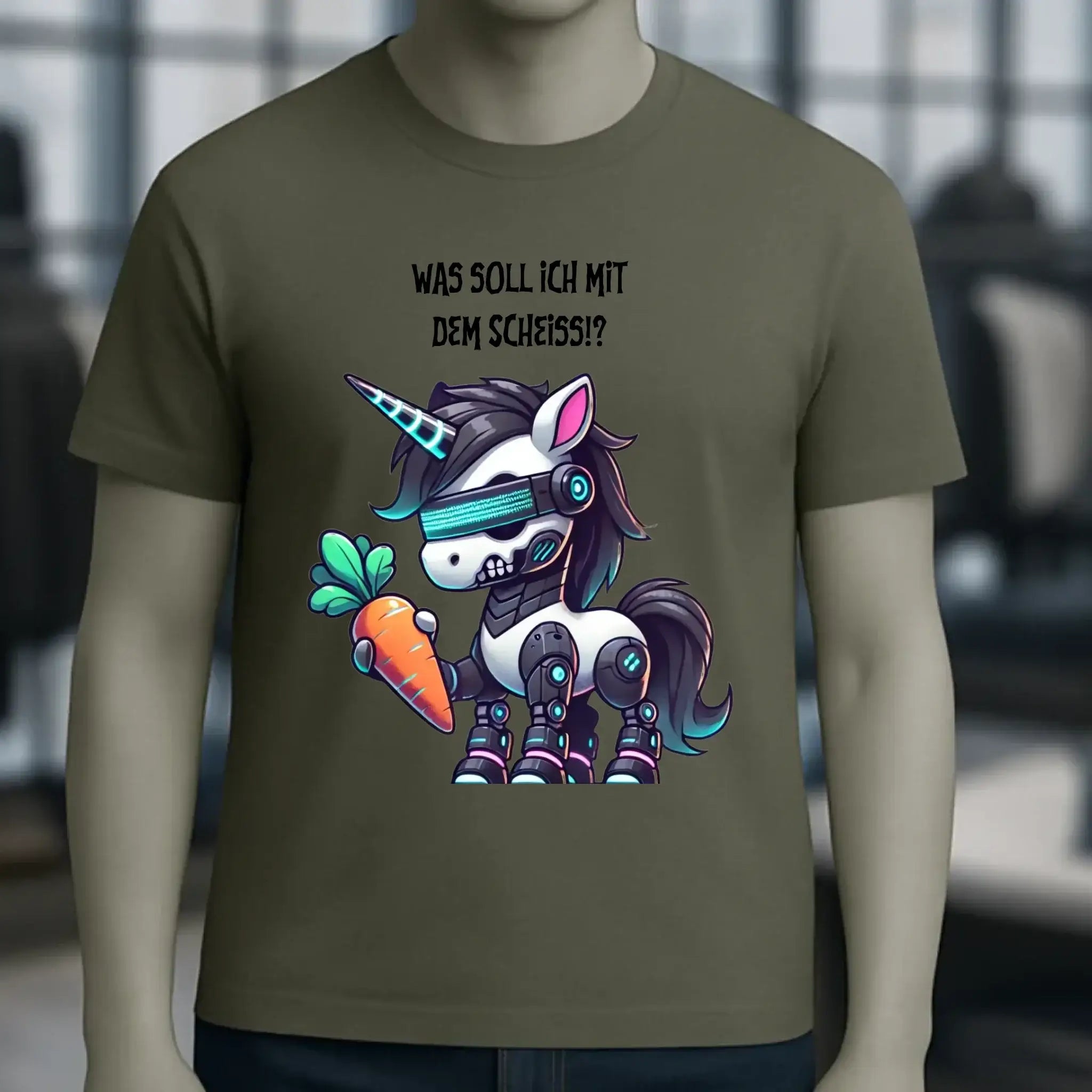 CYBER EINHORN + Text • Halloween • Unisex Premium T-Shirt XS-5XL aus Bio-Baumwolle für Damen & Herren • Exklusivdesign • personalisiert