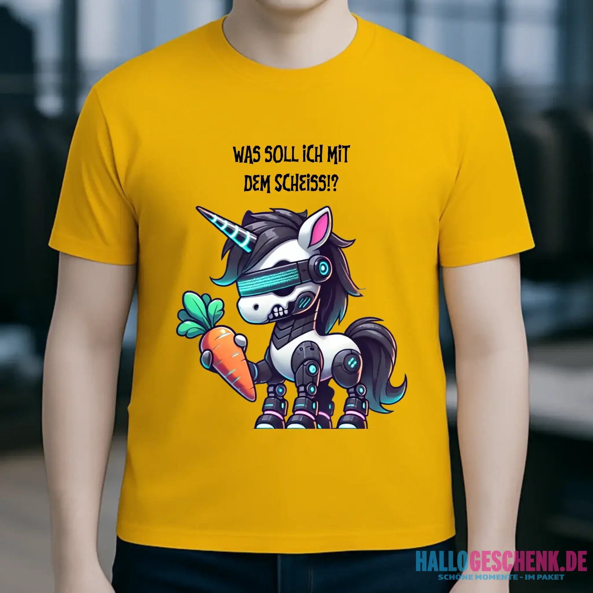 CYBER EINHORN + Text • Halloween • Unisex Premium T-Shirt XS-5XL aus Bio-Baumwolle für Damen & Herren • Exklusivdesign • personalisiert