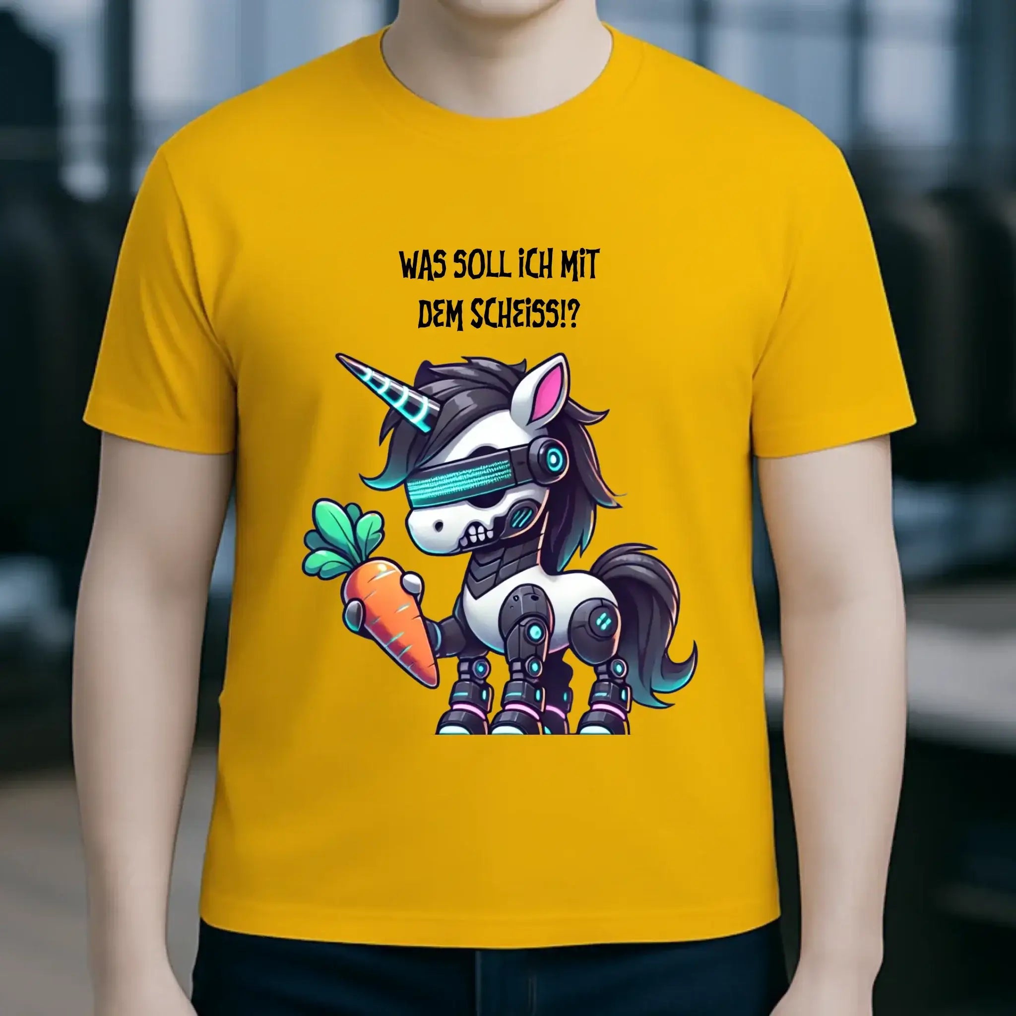 CYBER EINHORN + Text • Halloween • Unisex Premium T-Shirt XS-5XL aus Bio-Baumwolle für Damen & Herren • Exklusivdesign • personalisiert