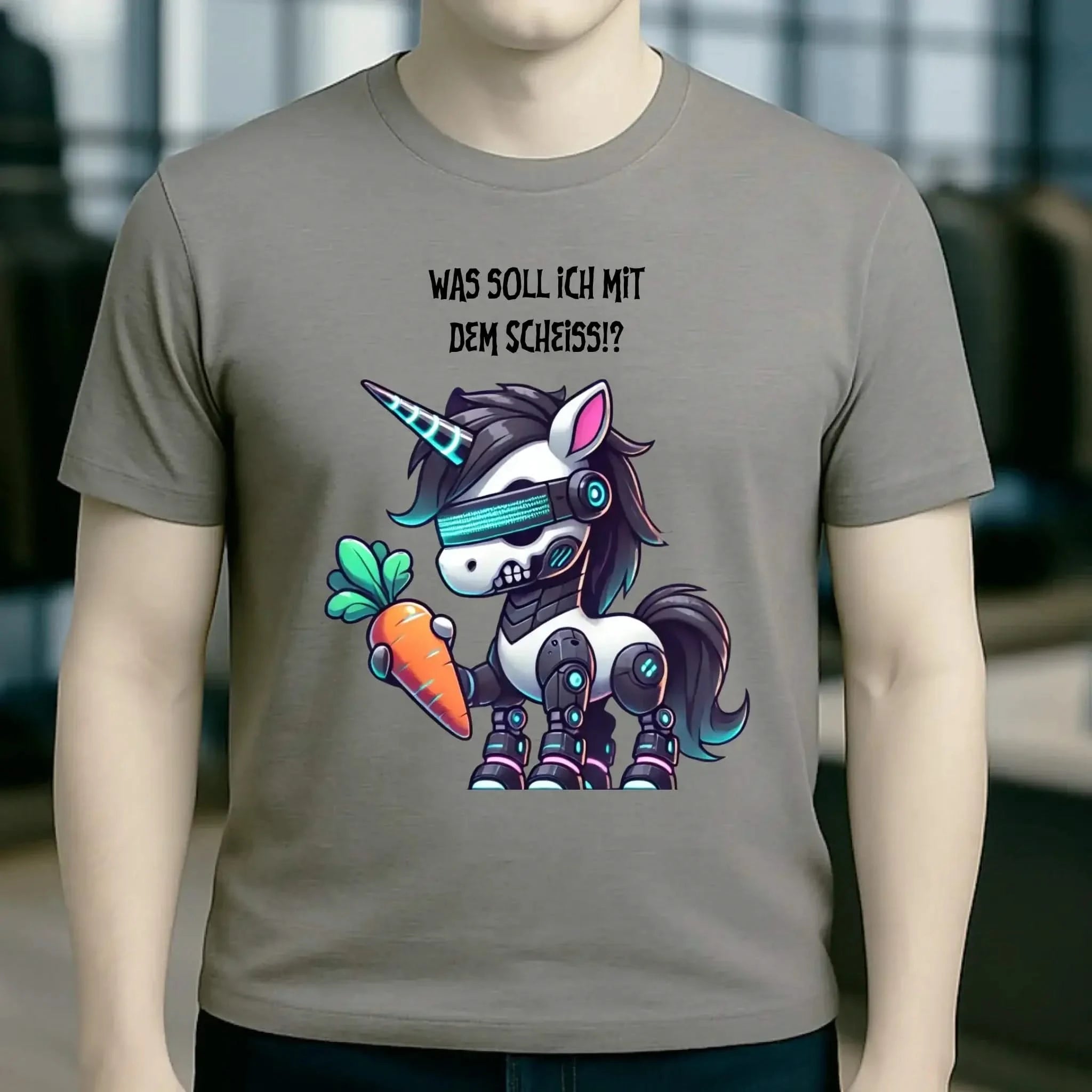 CYBER EINHORN + Text • Halloween • Unisex Premium T-Shirt XS-5XL aus Bio-Baumwolle für Damen & Herren • Exklusivdesign • personalisiert
