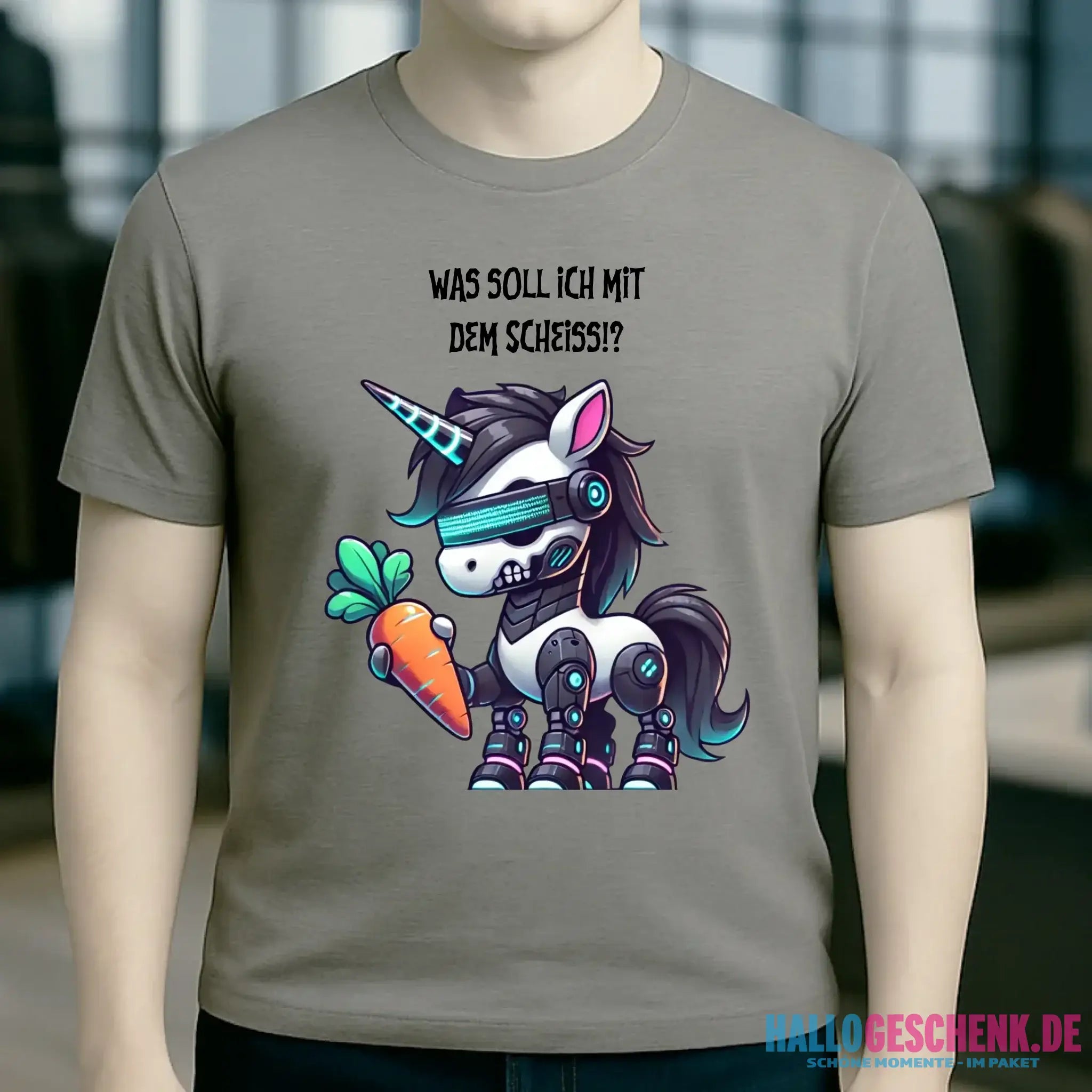 CYBER EINHORN + Text • Halloween • Unisex Premium T-Shirt XS-5XL aus Bio-Baumwolle für Damen & Herren • Exklusivdesign • personalisiert