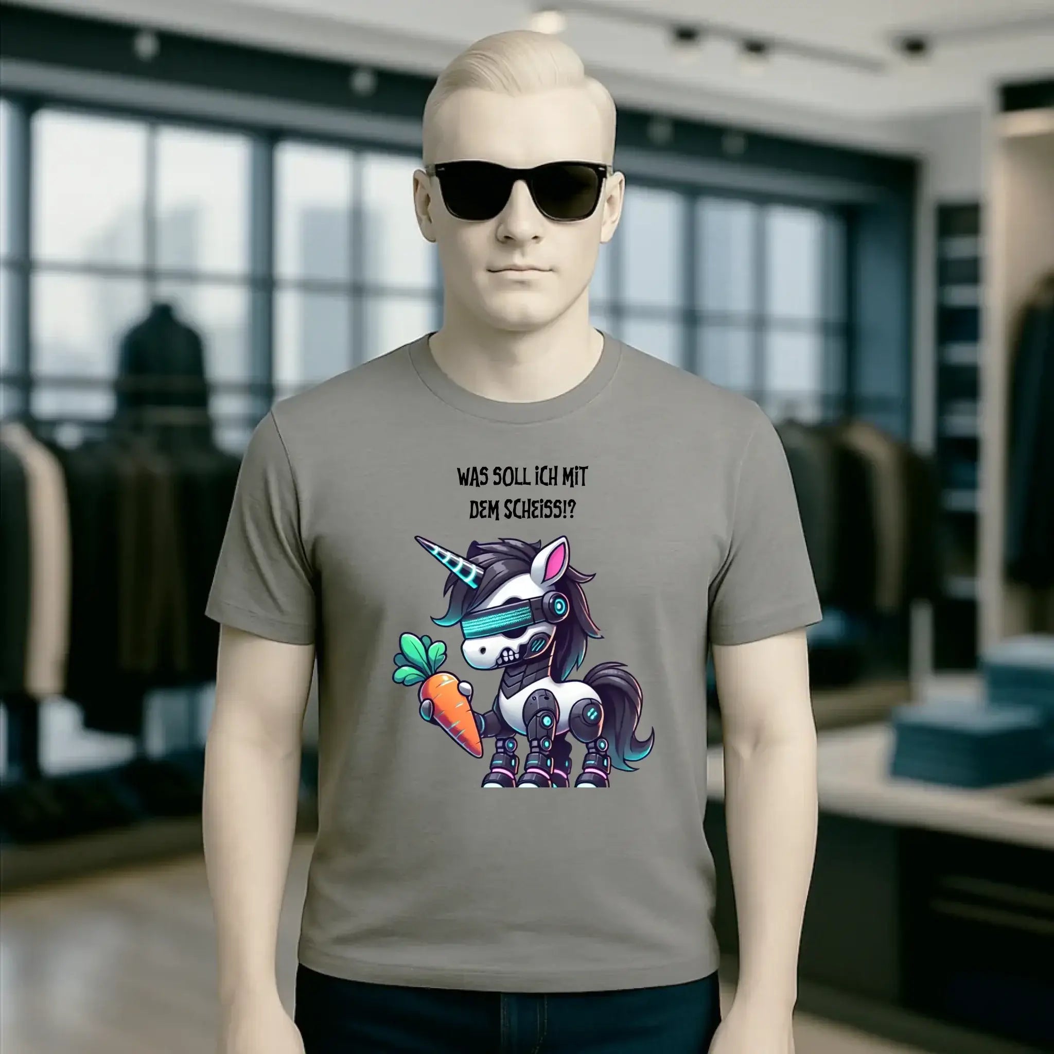 CYBER EINHORN + Text • Halloween • Unisex Premium T-Shirt XS-5XL aus Bio-Baumwolle für Damen & Herren • Exklusivdesign • personalisiert