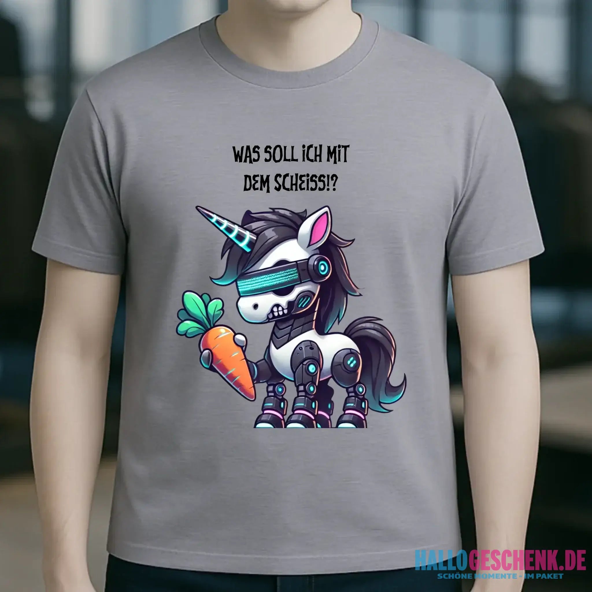 CYBER EINHORN + Text • Halloween • Unisex Premium T-Shirt XS-5XL aus Bio-Baumwolle für Damen & Herren • Exklusivdesign • personalisiert