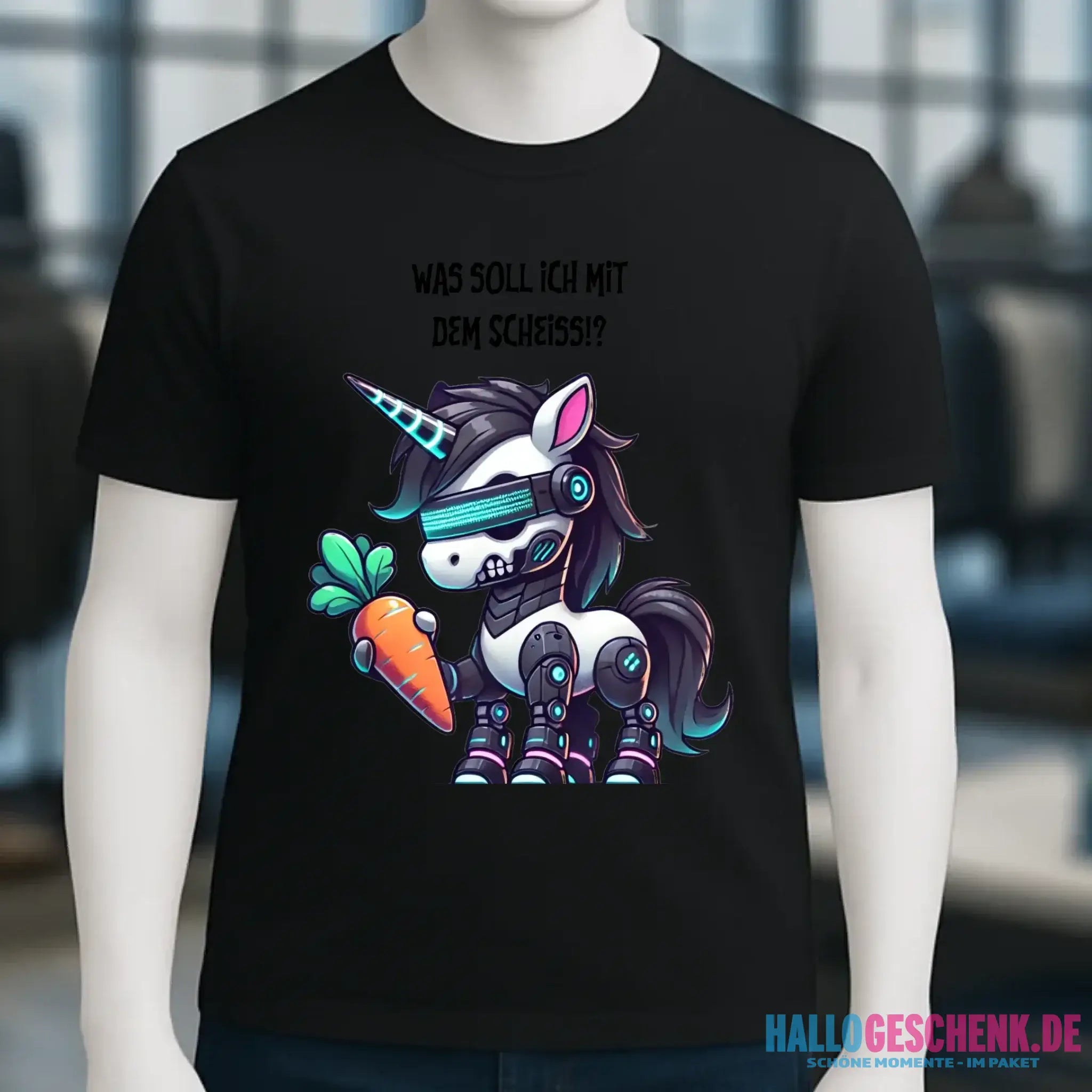 CYBER EINHORN + Text • Halloween • Unisex Premium T-Shirt XS-5XL aus Bio-Baumwolle für Damen & Herren • Exklusivdesign • personalisiert