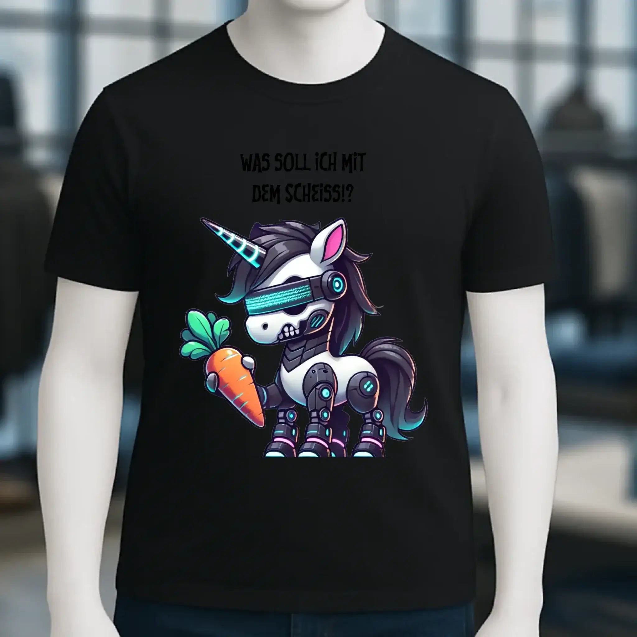CYBER EINHORN + Text • Halloween • Unisex Premium T-Shirt XS-5XL aus Bio-Baumwolle für Damen & Herren • Exklusivdesign • personalisiert