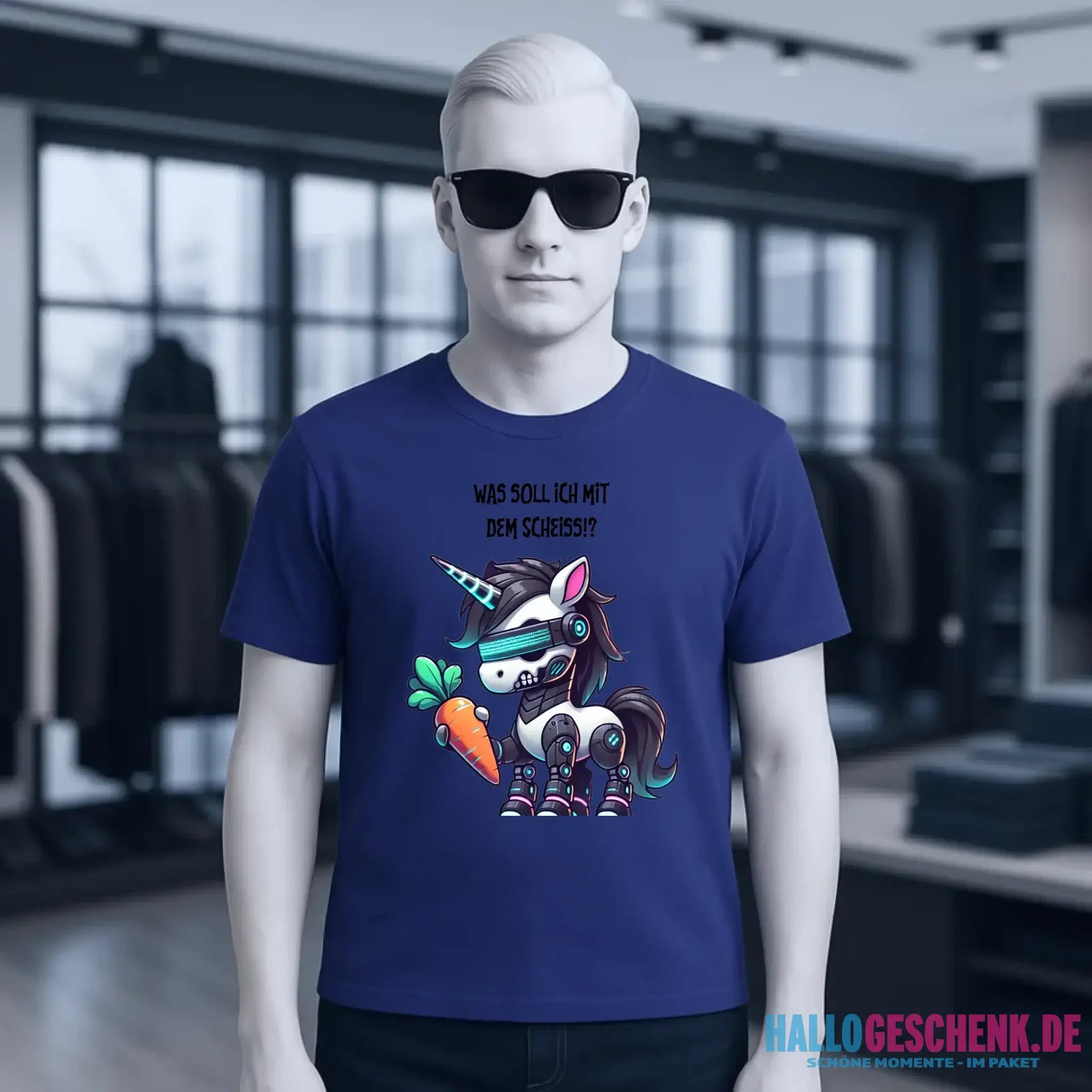CYBER EINHORN + Text • Halloween • Unisex Premium T-Shirt XS-5XL aus Bio-Baumwolle für Damen & Herren • Exklusivdesign • personalisiert