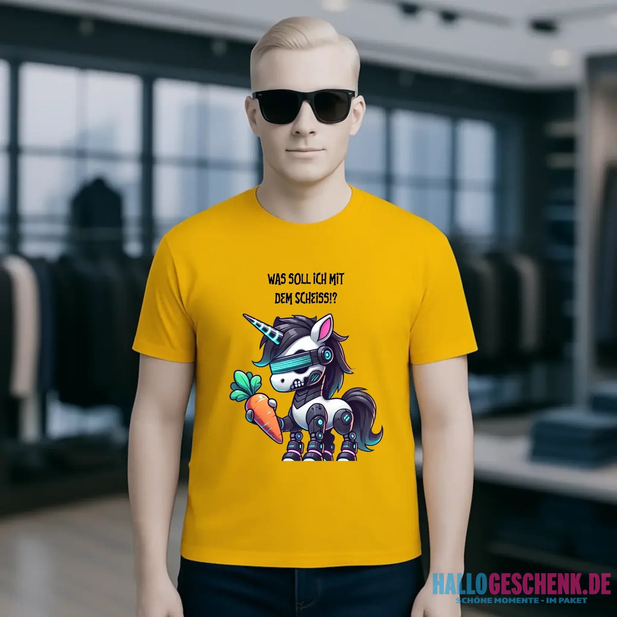 CYBER EINHORN + Text • Halloween • Unisex Premium T-Shirt XS-5XL aus Bio-Baumwolle für Damen & Herren • Exklusivdesign • personalisiert