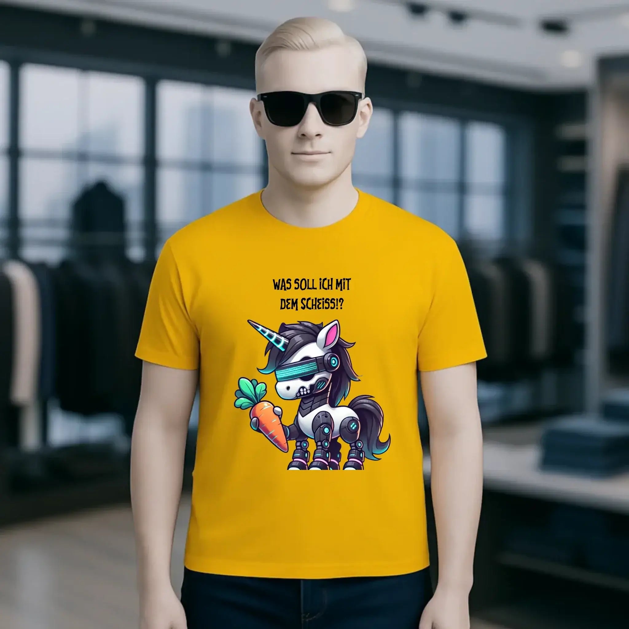 CYBER EINHORN + Text • Halloween • Unisex Premium T-Shirt XS-5XL aus Bio-Baumwolle für Damen & Herren • Exklusivdesign • personalisiert