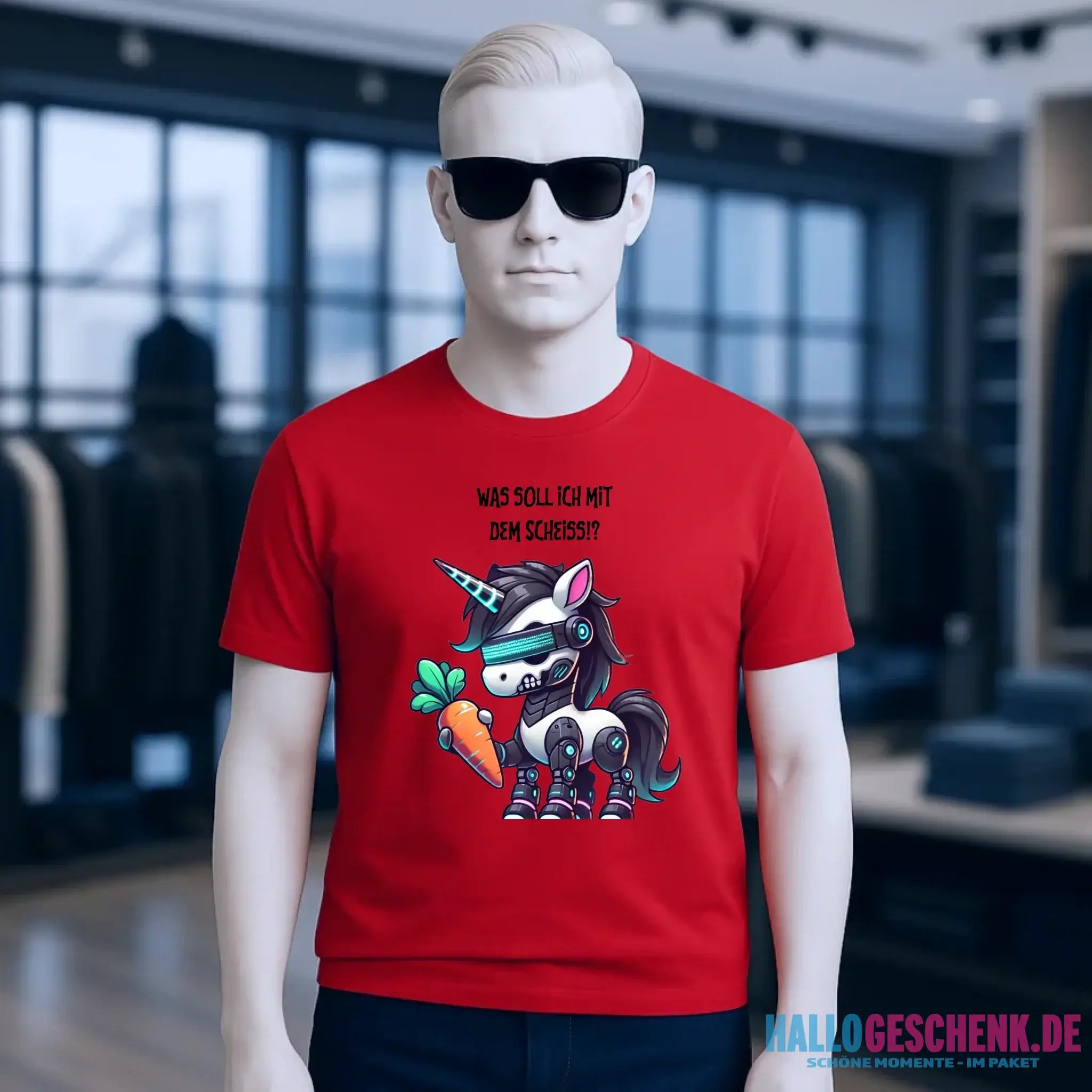 CYBER EINHORN + Text • Halloween • Unisex Premium T-Shirt XS-5XL aus Bio-Baumwolle für Damen & Herren • Exklusivdesign • personalisiert