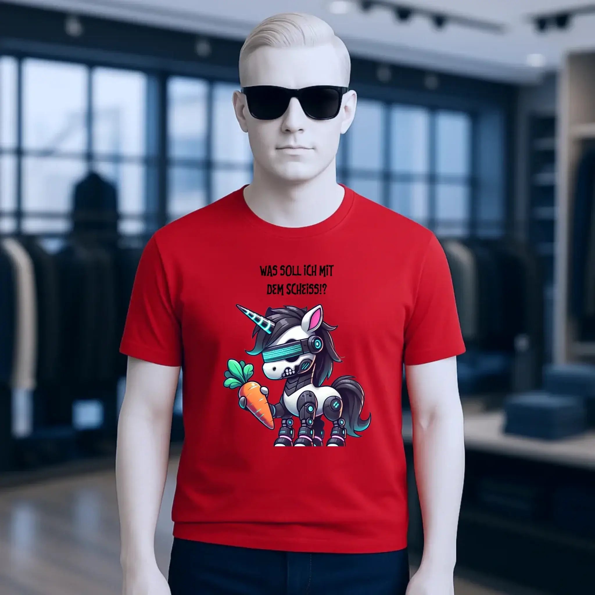 CYBER EINHORN + Text • Halloween • Unisex Premium T-Shirt XS-5XL aus Bio-Baumwolle für Damen & Herren • Exklusivdesign • personalisiert