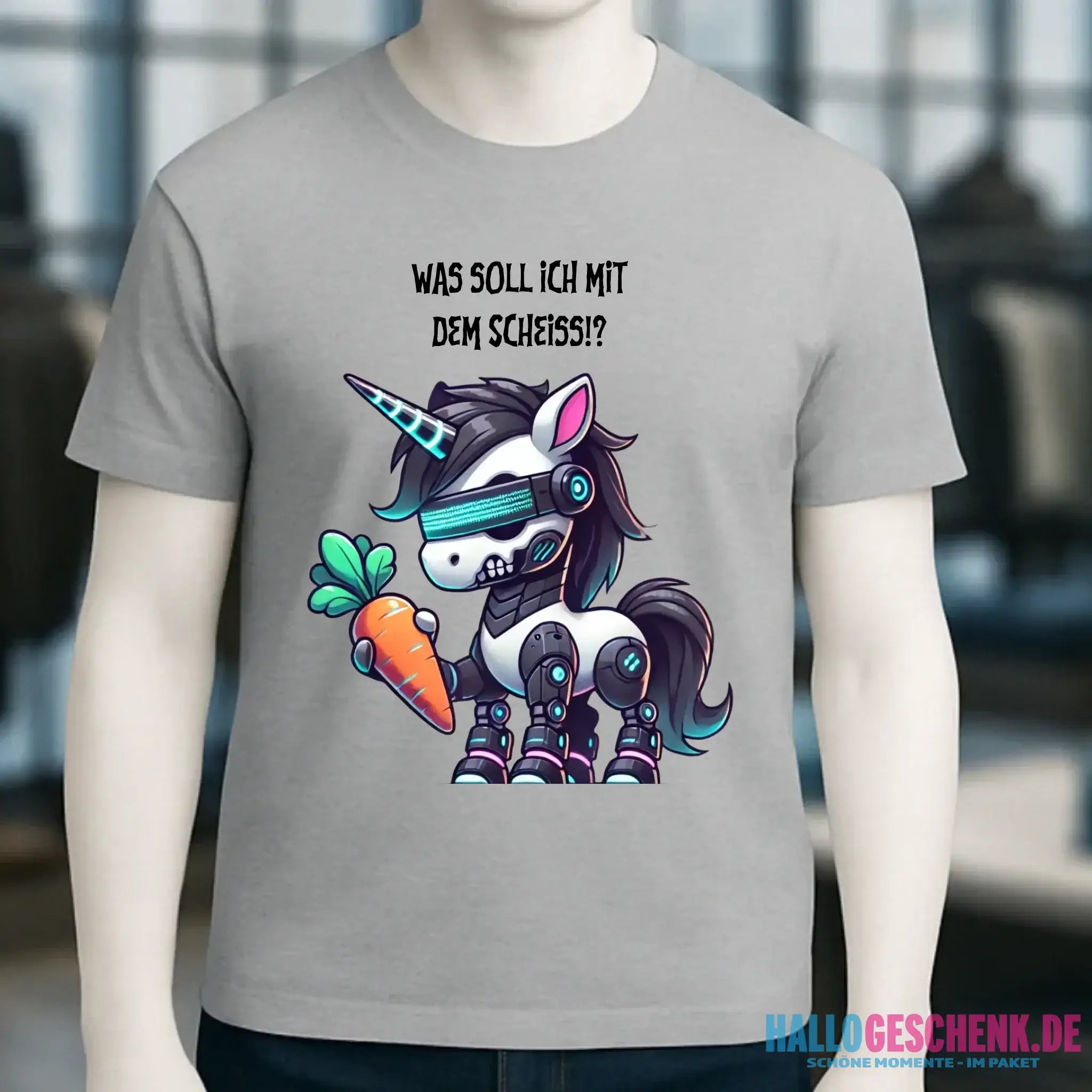 CYBER EINHORN + Text • Halloween • Unisex Premium T-Shirt XS-5XL aus Bio-Baumwolle für Damen & Herren • Exklusivdesign • personalisiert