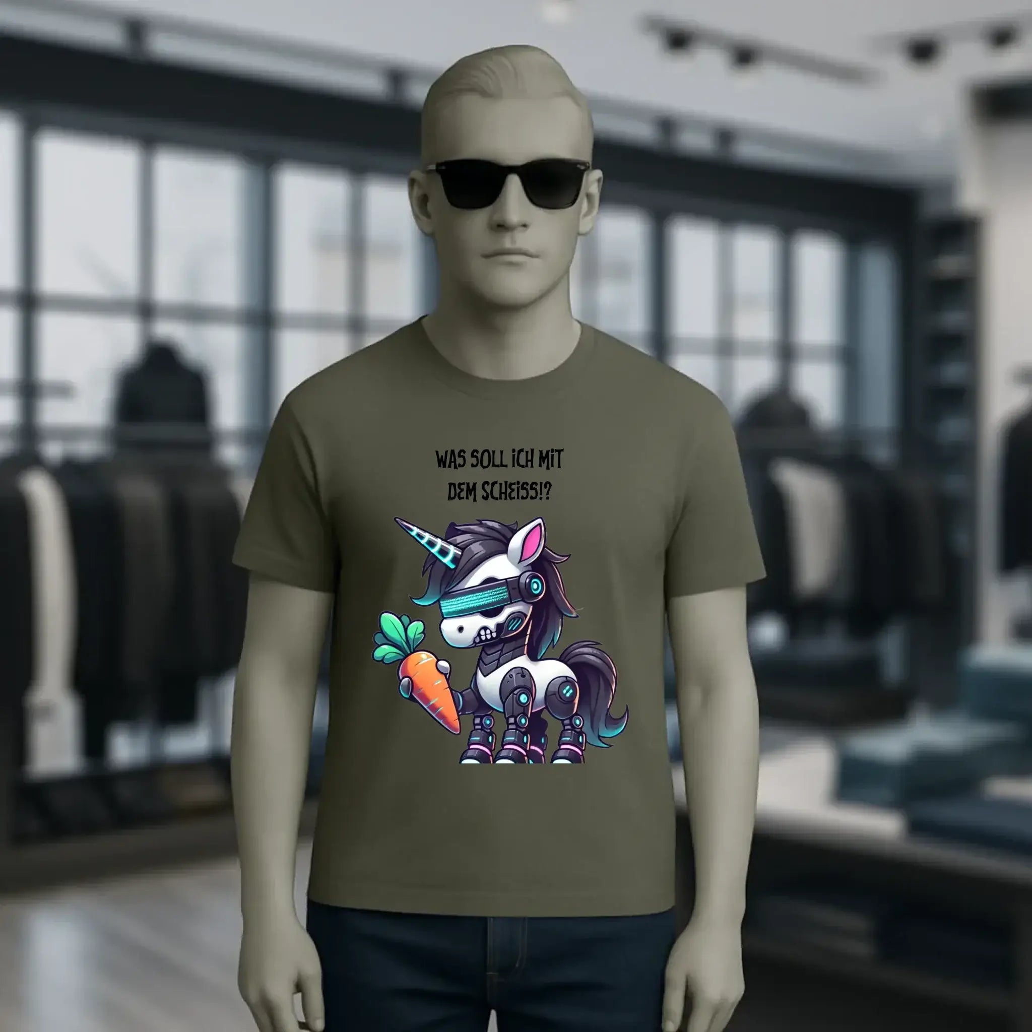 CYBER EINHORN + Text • Halloween • Unisex Premium T-Shirt XS-5XL aus Bio-Baumwolle für Damen & Herren • Exklusivdesign • personalisiert