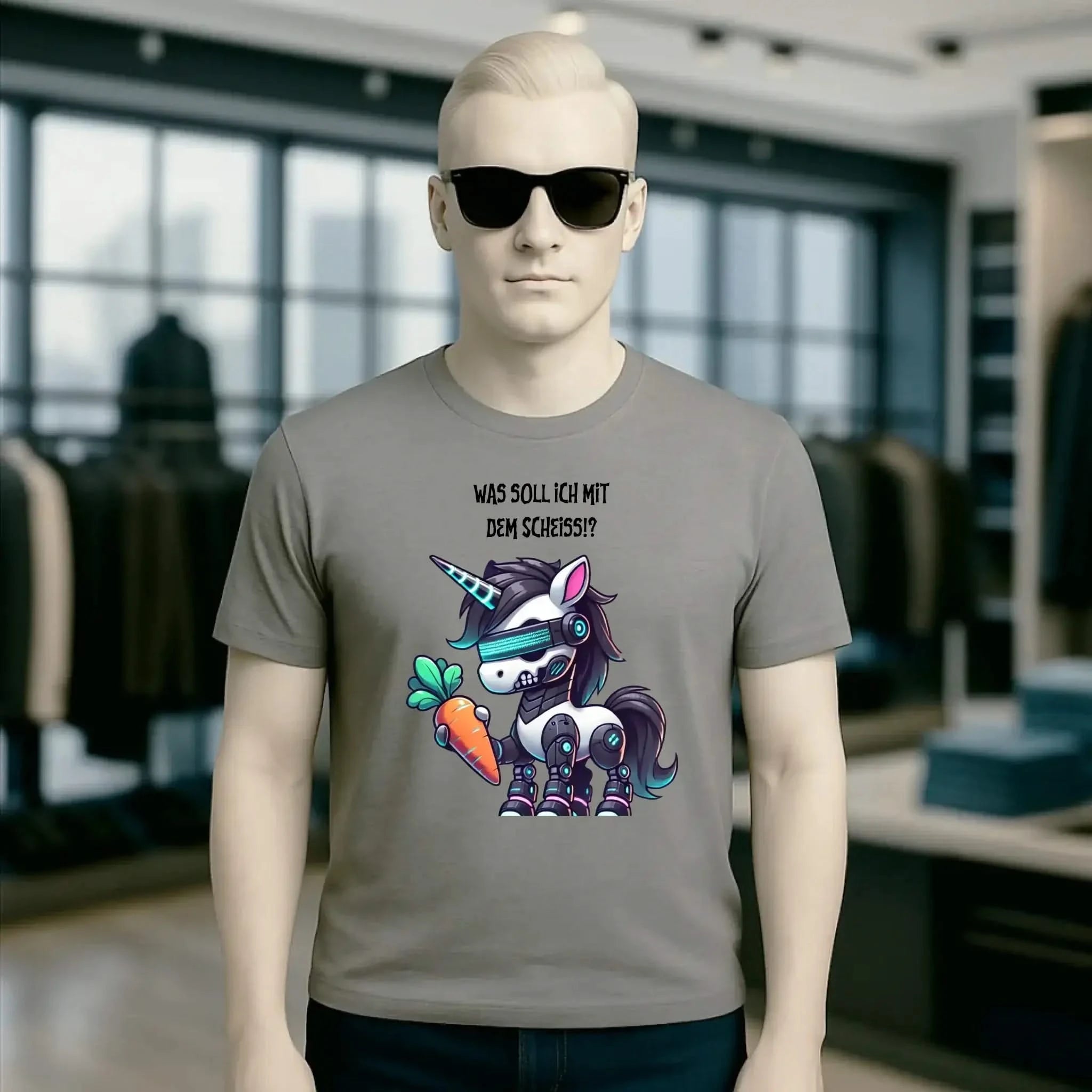 CYBER EINHORN + Text • Halloween • Unisex Premium T-Shirt XS-5XL aus Bio-Baumwolle für Damen & Herren • Exklusivdesign • personalisiert