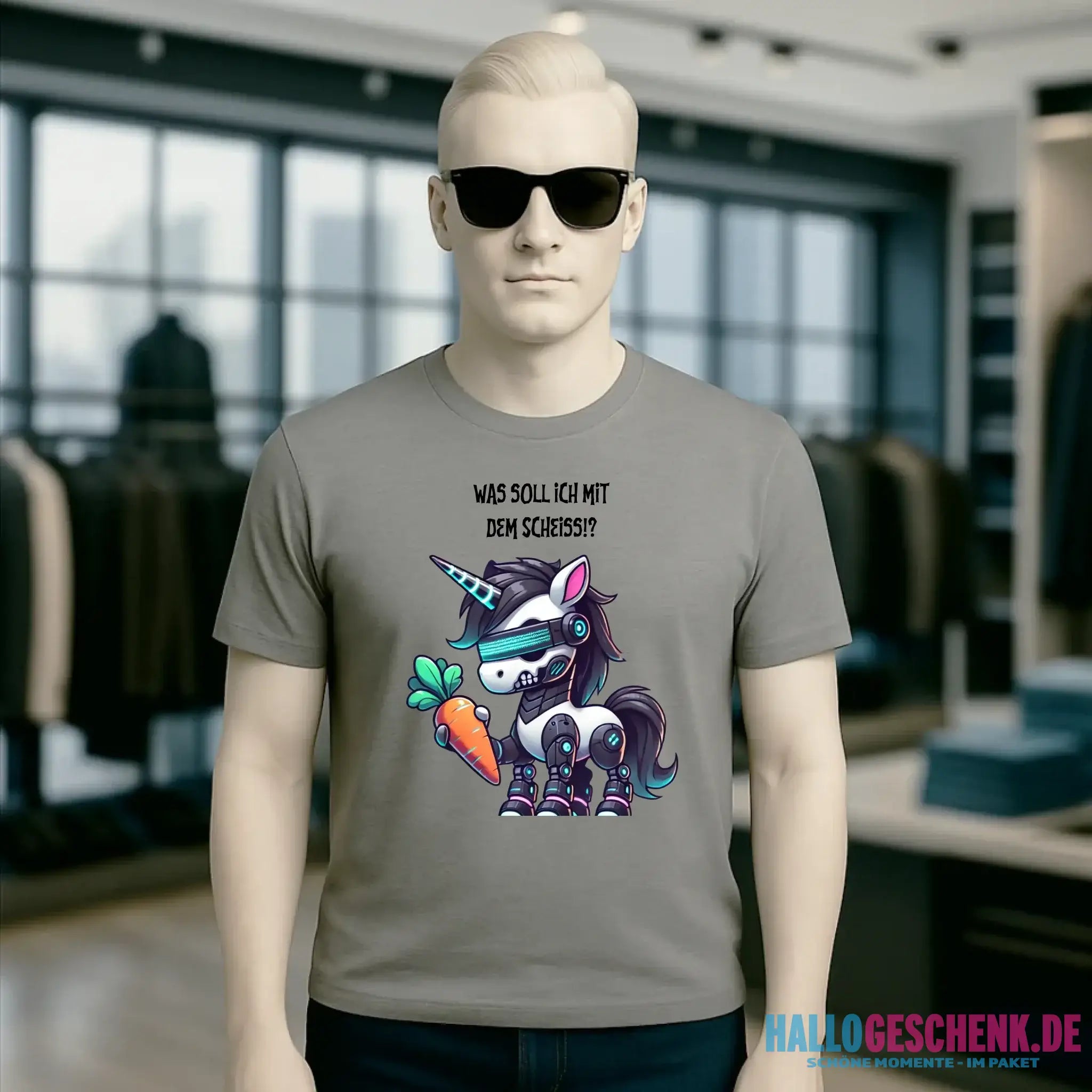 CYBER EINHORN + Text • Halloween • Unisex Premium T-Shirt XS-5XL aus Bio-Baumwolle für Damen & Herren • Exklusivdesign • personalisiert