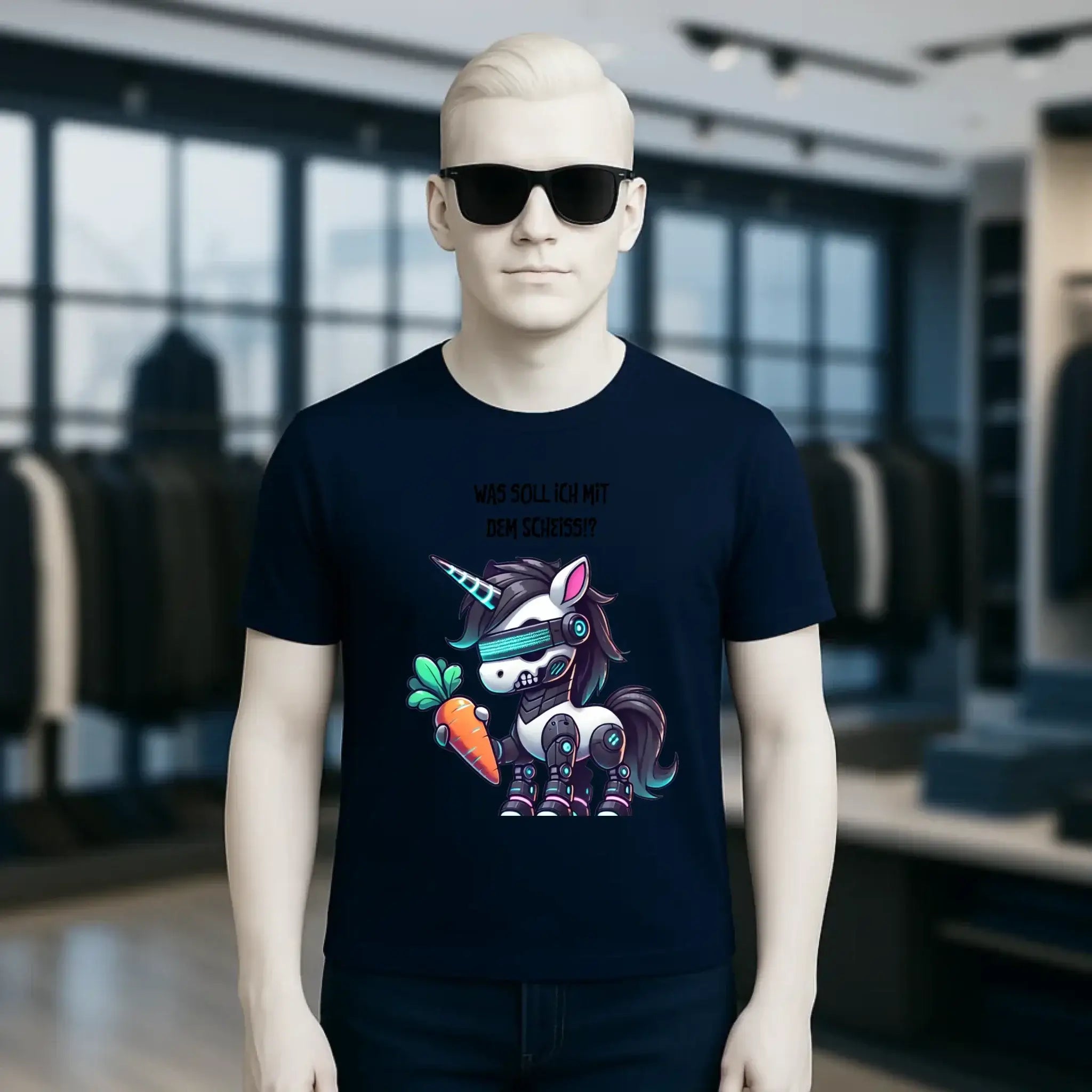 CYBER EINHORN + Text • Halloween • Unisex Premium T-Shirt XS-5XL aus Bio-Baumwolle für Damen & Herren • Exklusivdesign • personalisiert