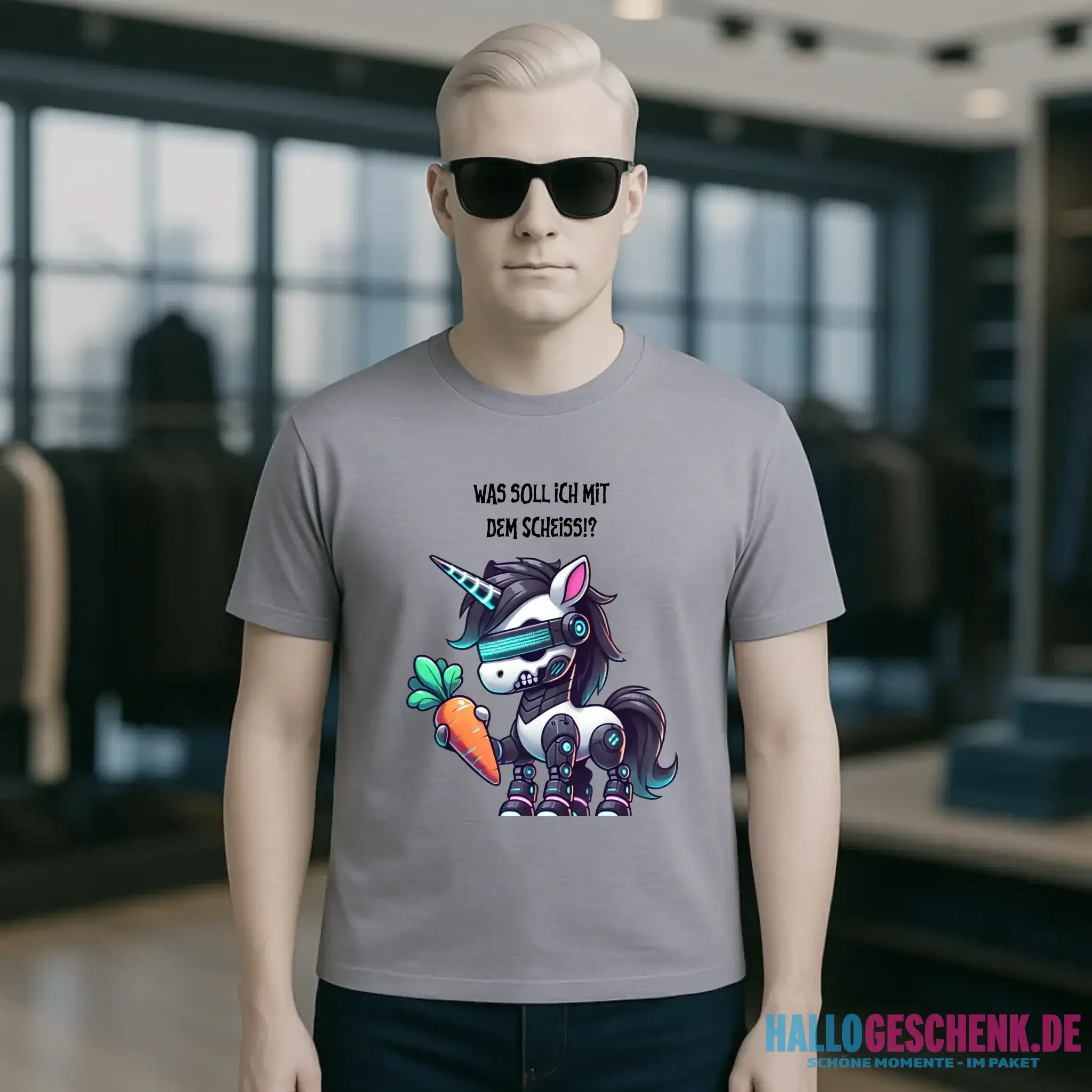 CYBER EINHORN + Text • Halloween • Unisex Premium T-Shirt XS-5XL aus Bio-Baumwolle für Damen & Herren • Exklusivdesign • personalisiert