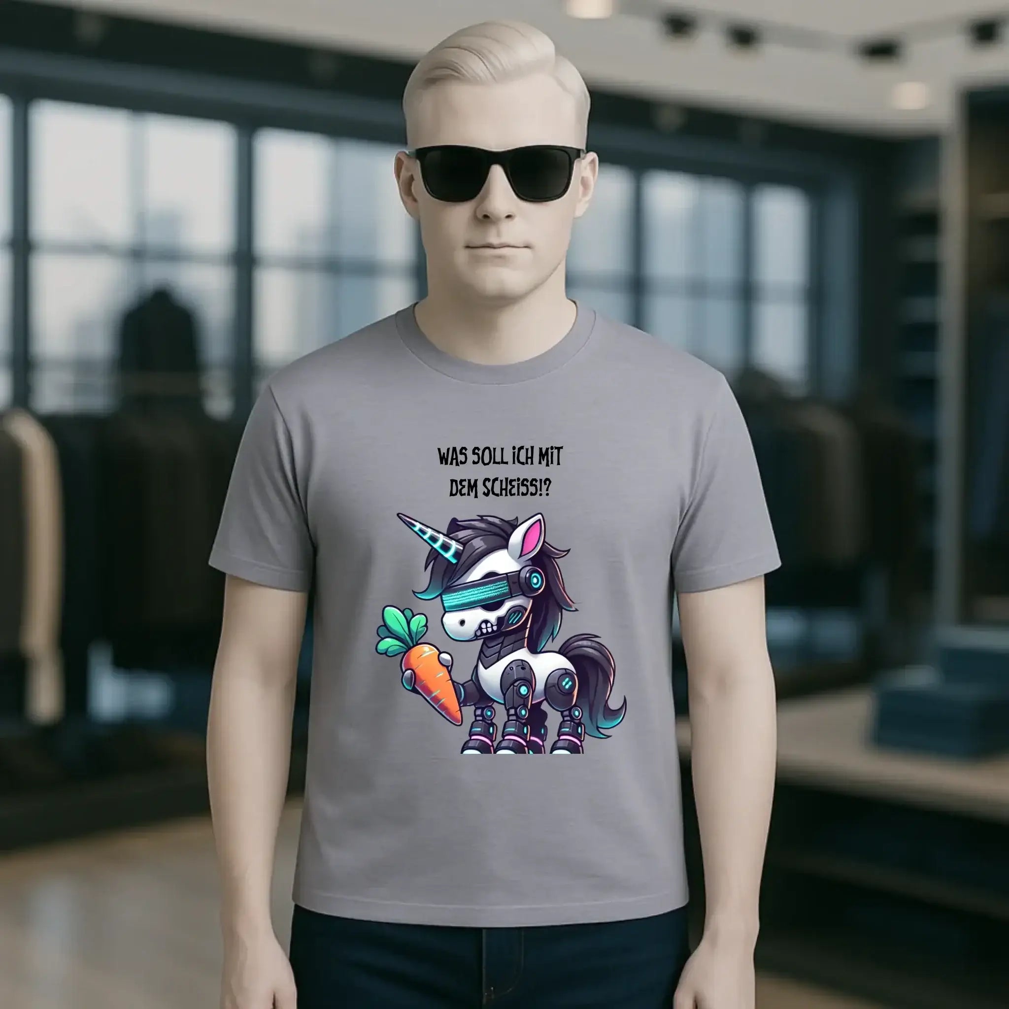 CYBER EINHORN + Text • Halloween • Unisex Premium T-Shirt XS-5XL aus Bio-Baumwolle für Damen & Herren • Exklusivdesign • personalisiert