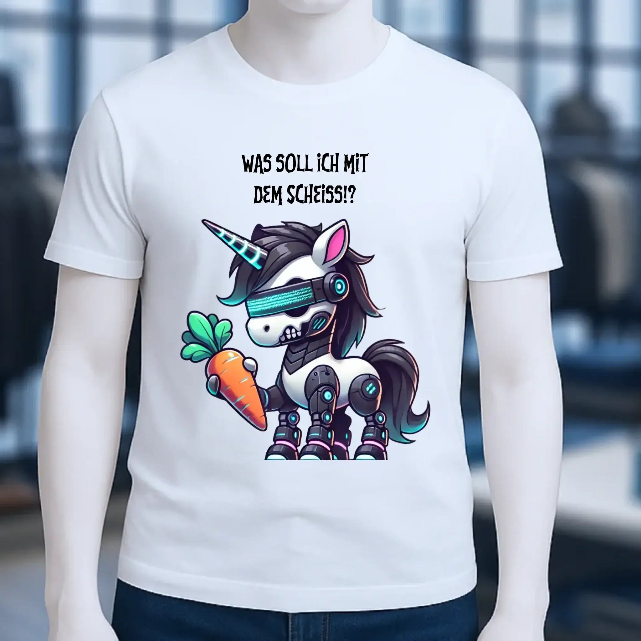 CYBER EINHORN + Text • Halloween • Unisex Premium T-Shirt XS-5XL aus Bio-Baumwolle für Damen & Herren • Exklusivdesign • personalisiert