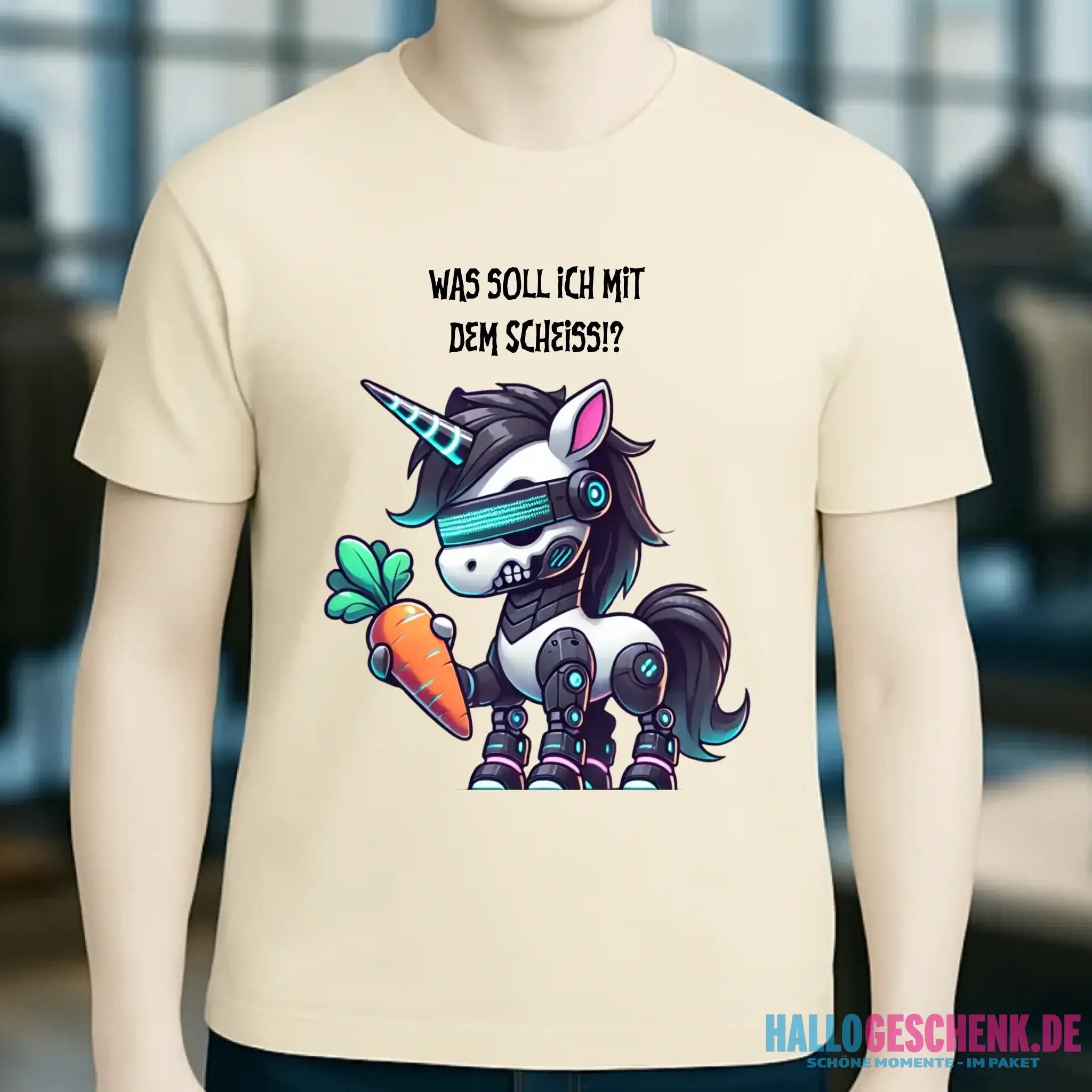 CYBER EINHORN + Text • Halloween • Unisex Premium T-Shirt XS-5XL aus Bio-Baumwolle für Damen & Herren • Exklusivdesign • personalisiert