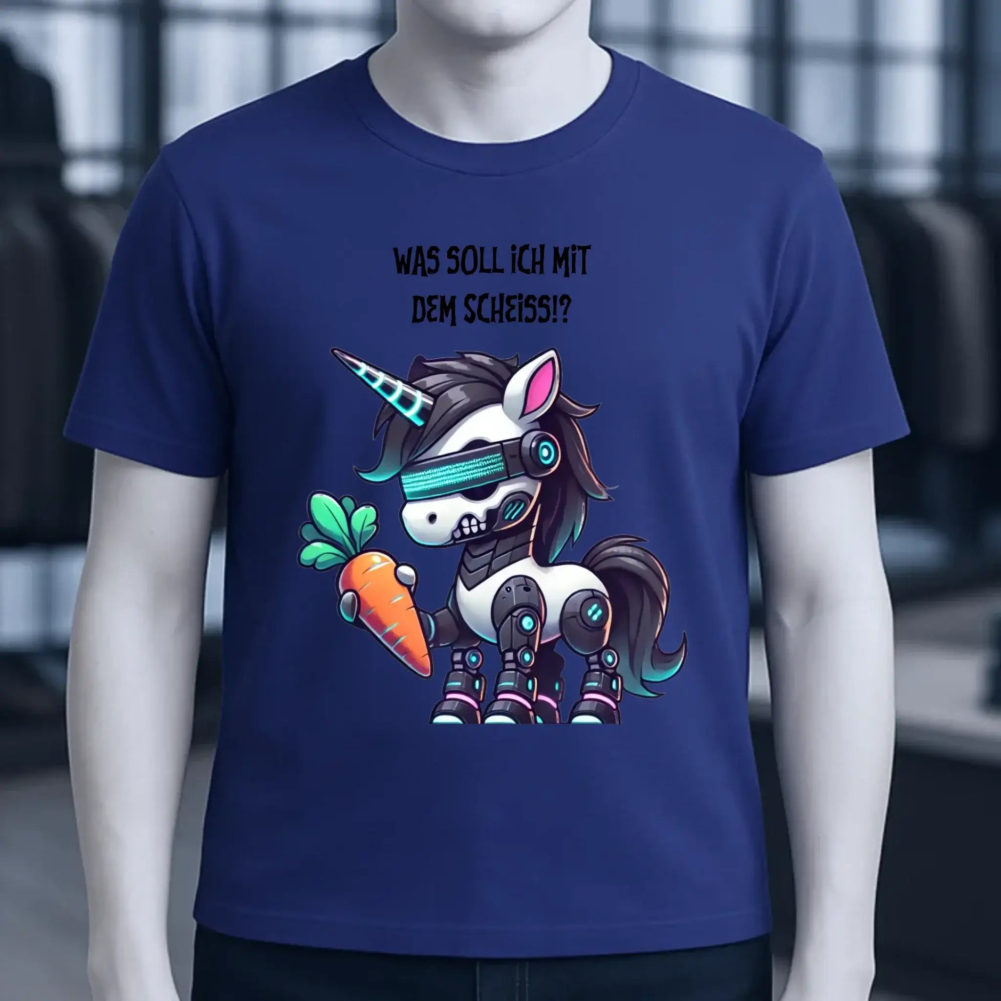 CYBER EINHORN + Text • Halloween • Unisex Premium T-Shirt XS-5XL aus Bio-Baumwolle für Damen & Herren • Exklusivdesign • personalisiert