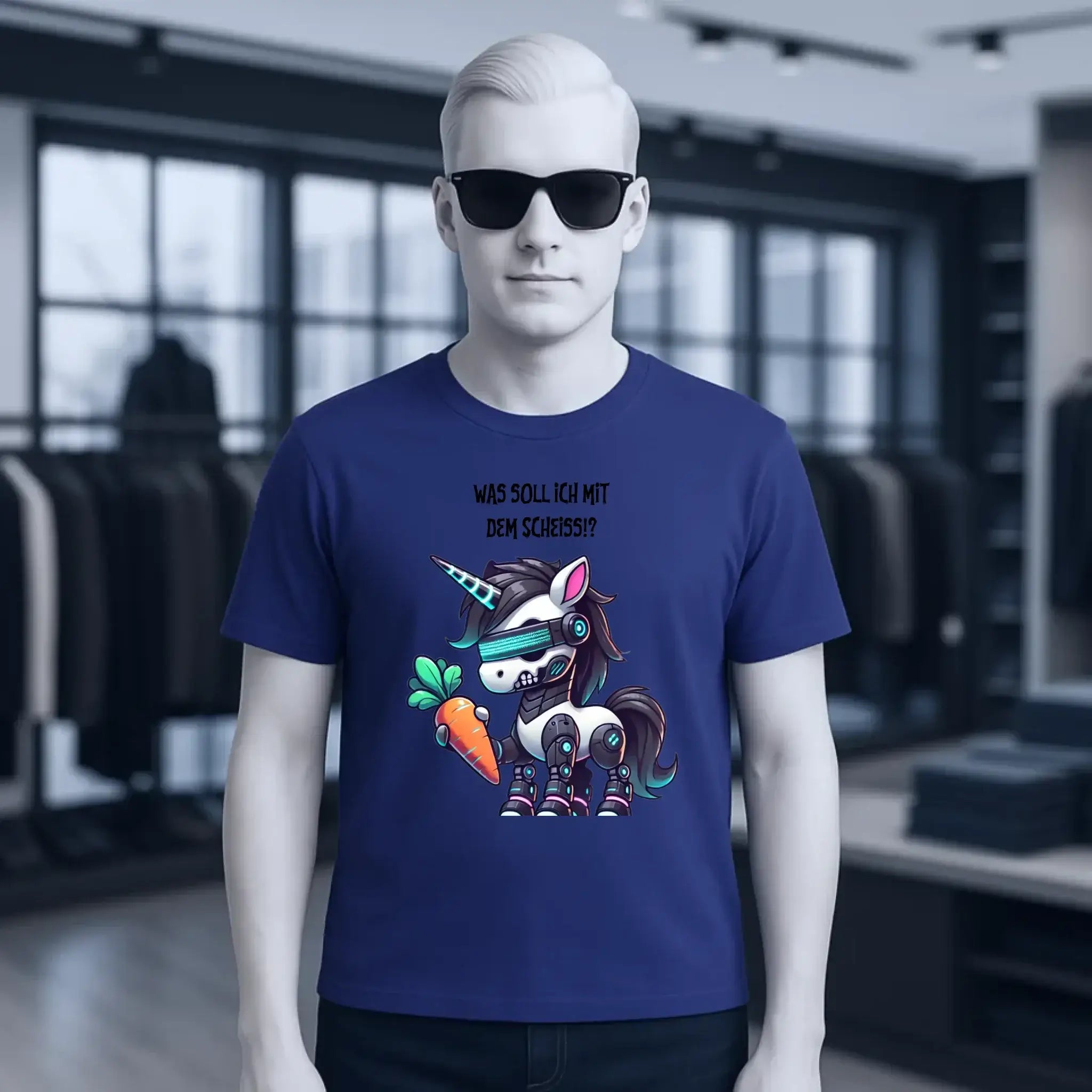 CYBER EINHORN + Text • Halloween • Unisex Premium T-Shirt XS-5XL aus Bio-Baumwolle für Damen & Herren • Exklusivdesign • personalisiert