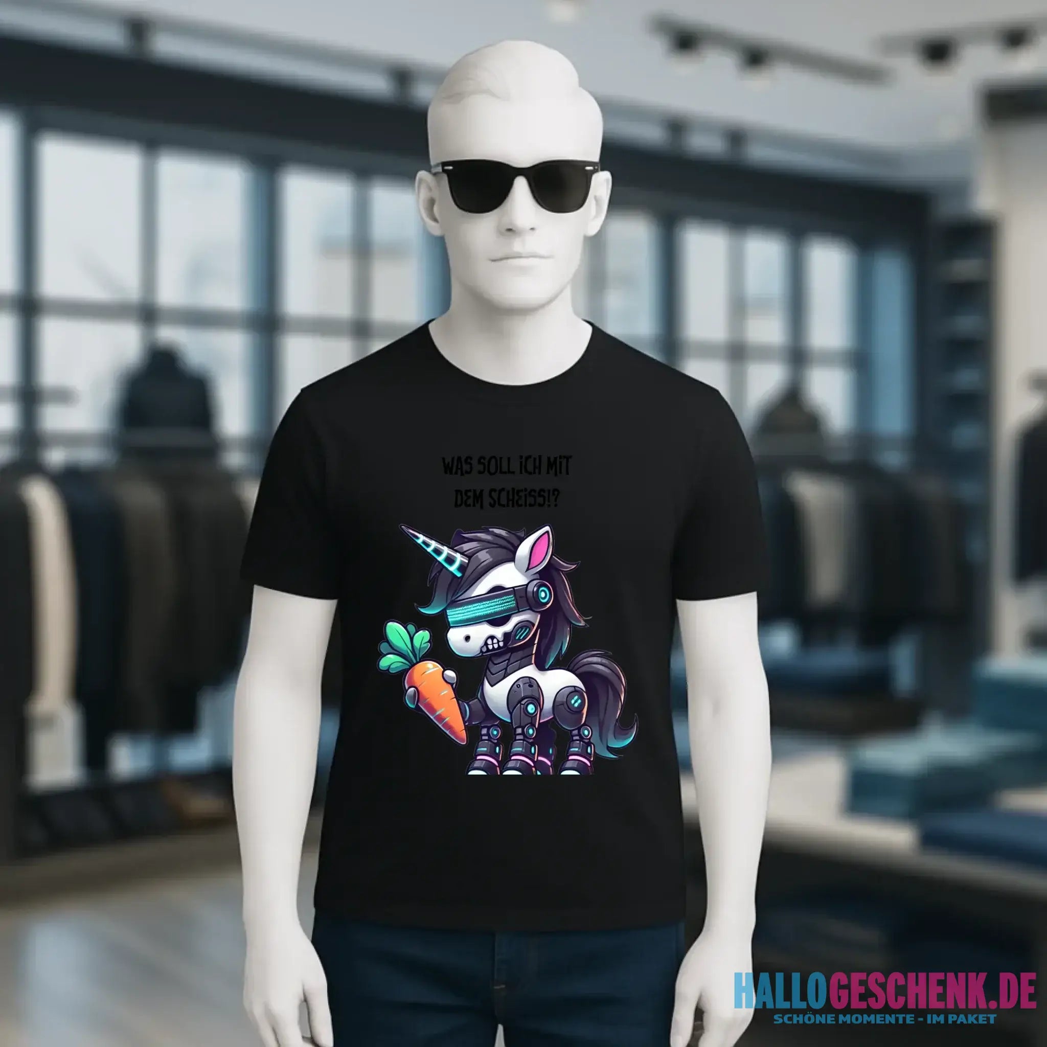CYBER EINHORN + Text • Halloween • Unisex Premium T-Shirt XS-5XL aus Bio-Baumwolle für Damen & Herren • Exklusivdesign • personalisiert