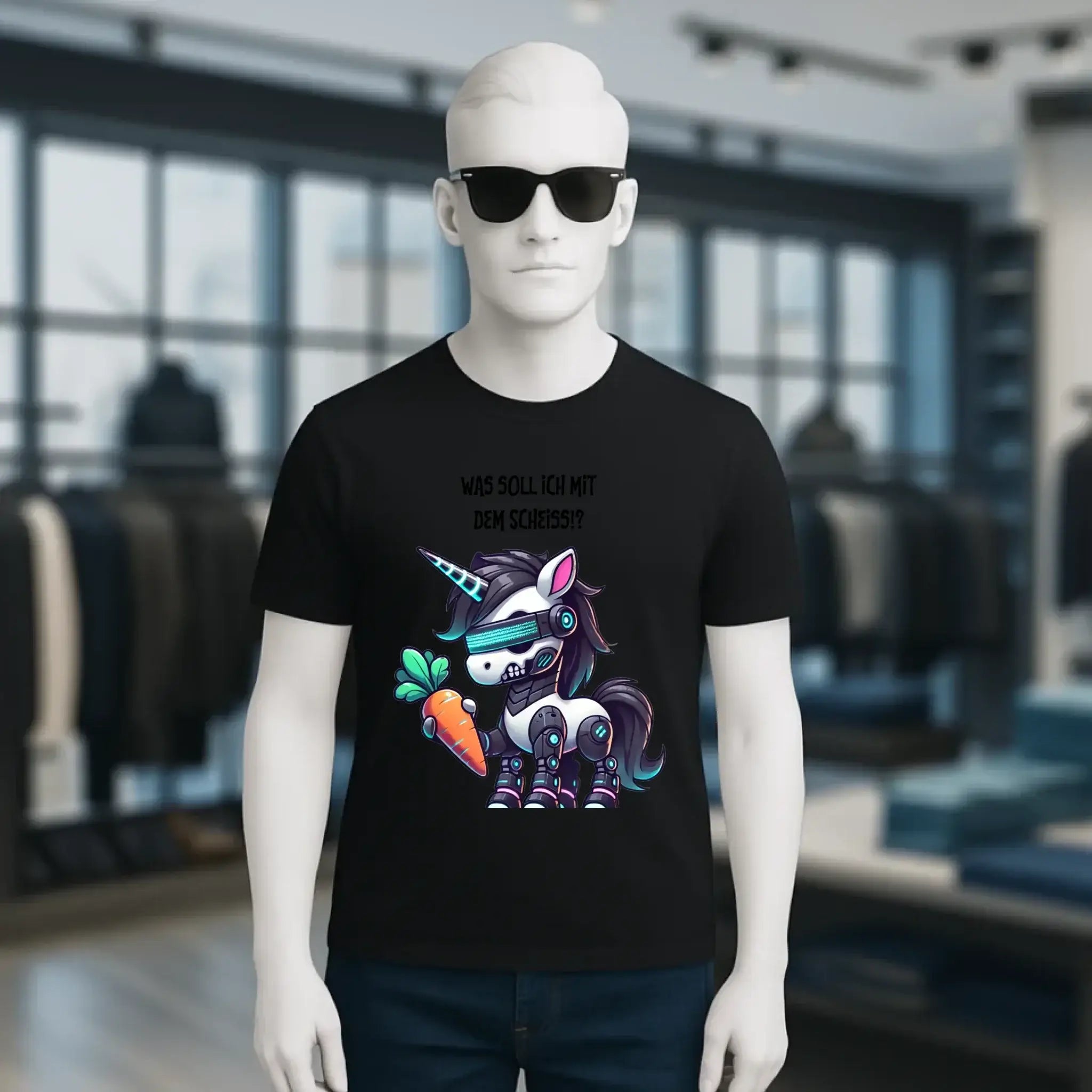 CYBER EINHORN + Text • Halloween • Unisex Premium T-Shirt XS-5XL aus Bio-Baumwolle für Damen & Herren • Exklusivdesign • personalisiert
