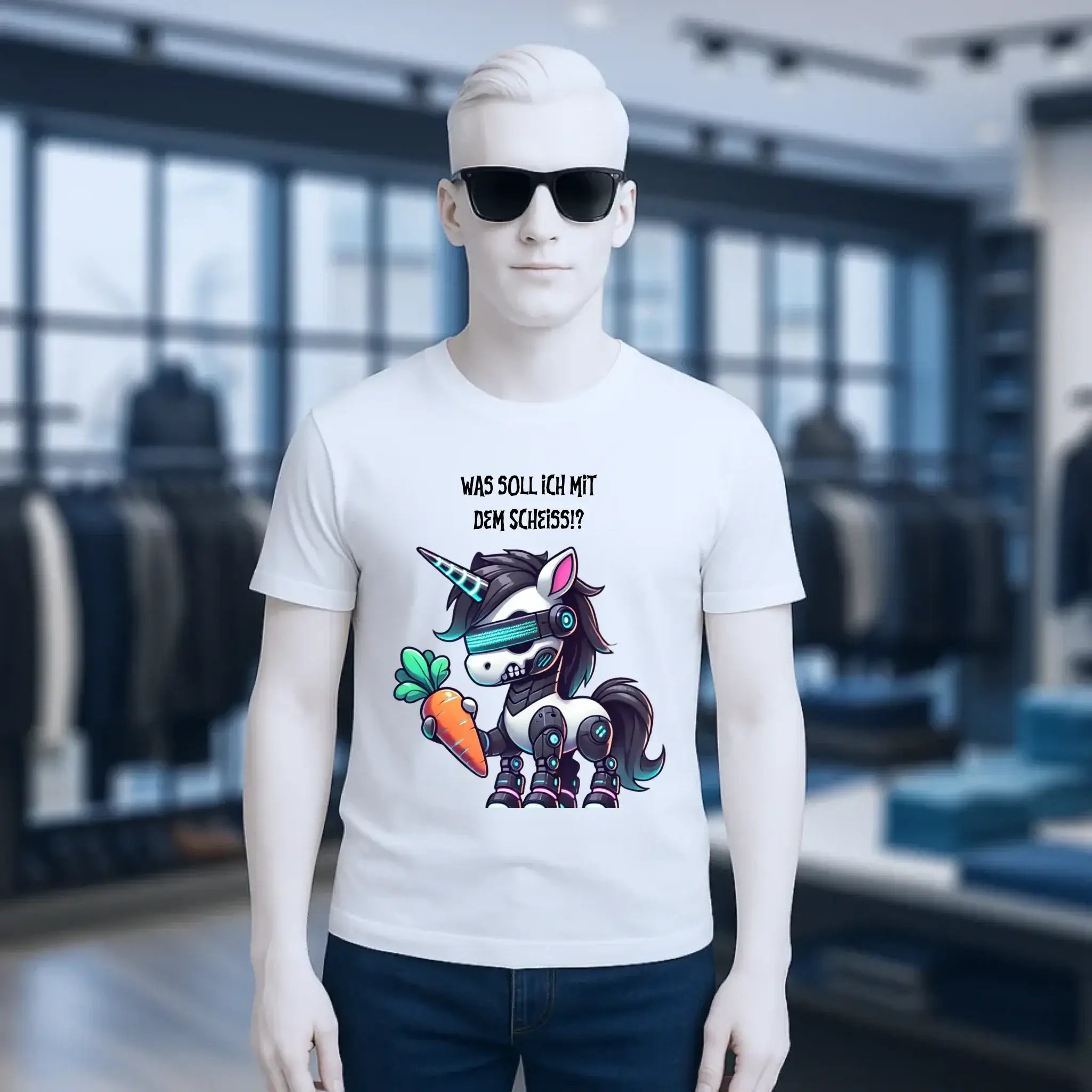 CYBER EINHORN + Text • Halloween • Unisex Premium T-Shirt XS-5XL aus Bio-Baumwolle für Damen & Herren • Exklusivdesign • personalisiert