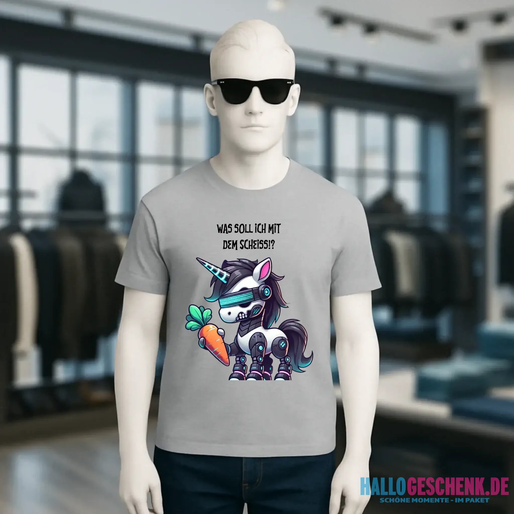 CYBER EINHORN + Text • Halloween • Unisex Premium T-Shirt XS-5XL aus Bio-Baumwolle für Damen & Herren • Exklusivdesign • personalisiert