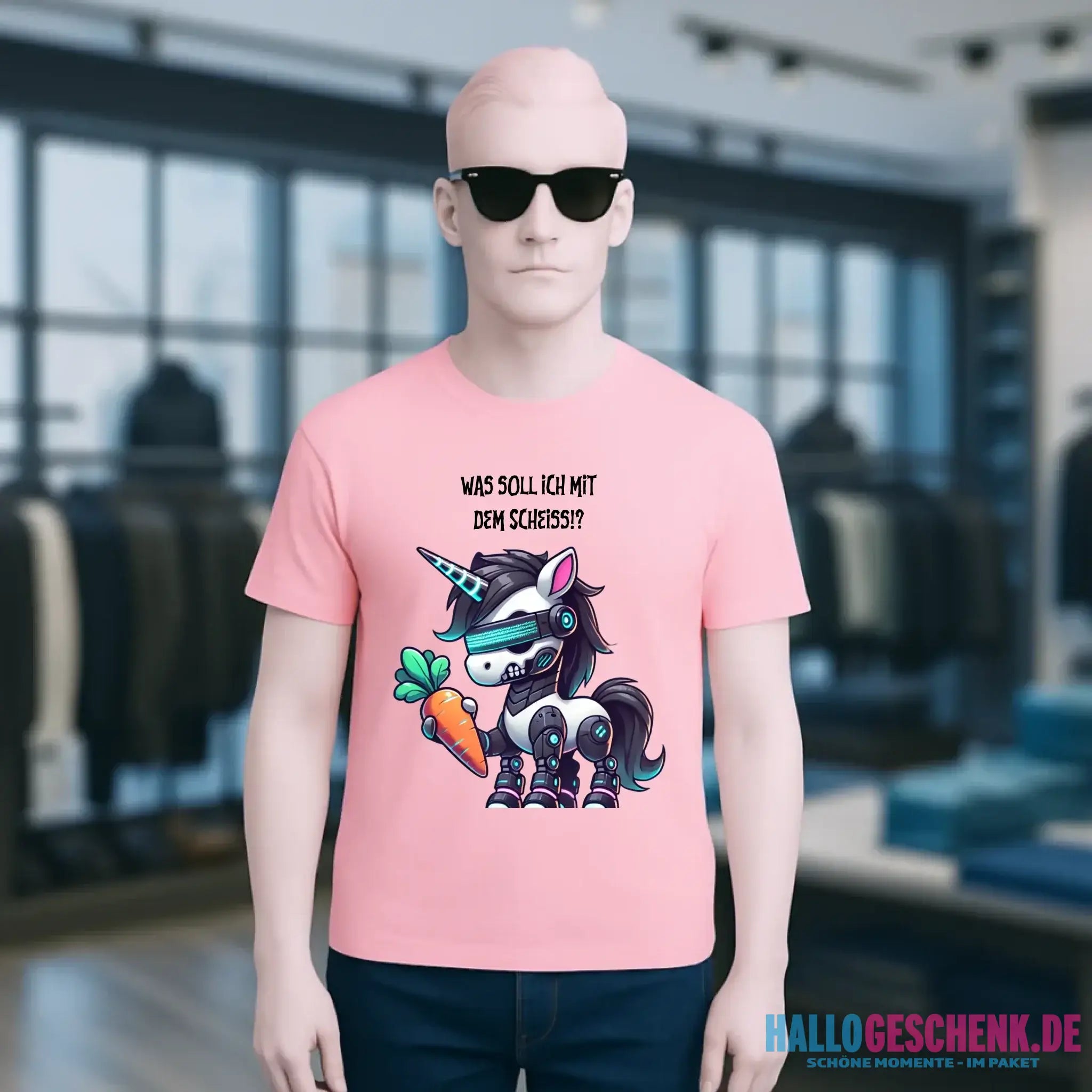 CYBER EINHORN + Text • Halloween • Unisex Premium T-Shirt XS-5XL aus Bio-Baumwolle für Damen & Herren • Exklusivdesign • personalisiert