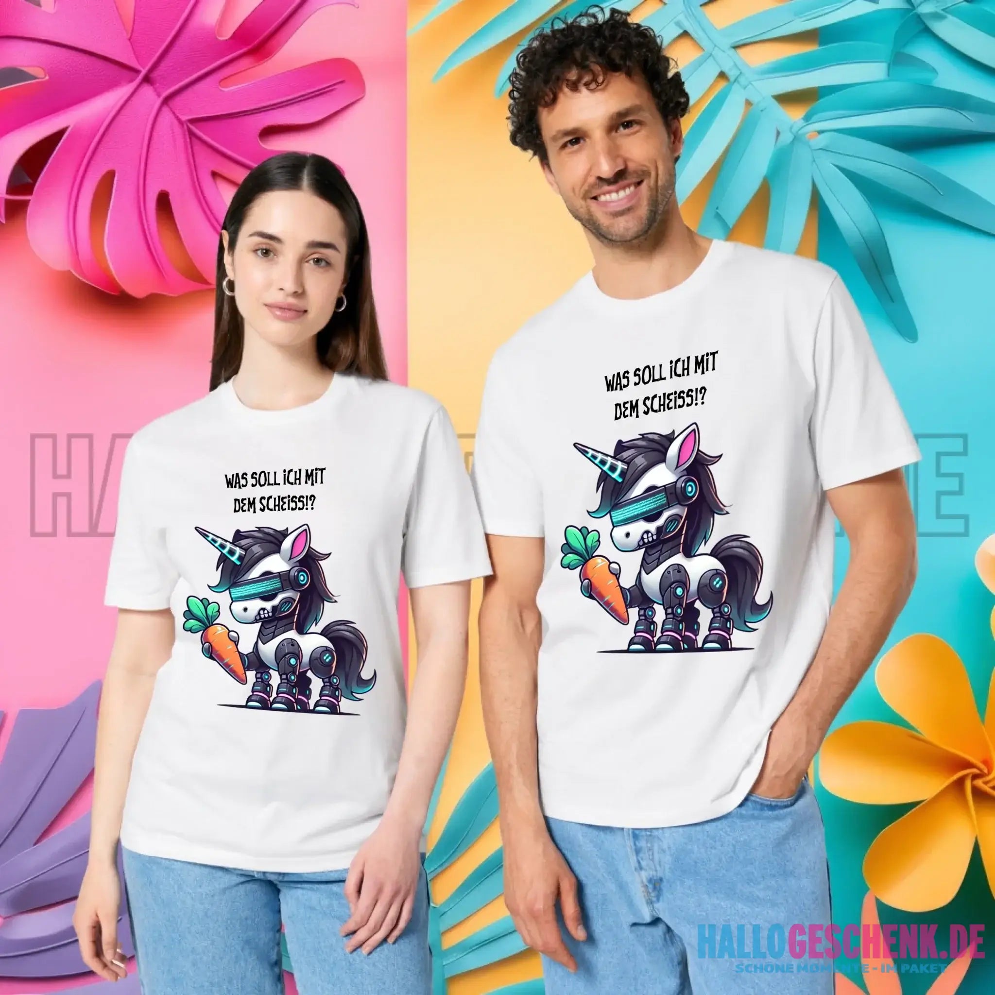 CYBER EINHORN + Text • Halloween • Unisex Premium T-Shirt XS-5XL aus Bio-Baumwolle für Damen & Herren • Exklusivdesign • personalisiert