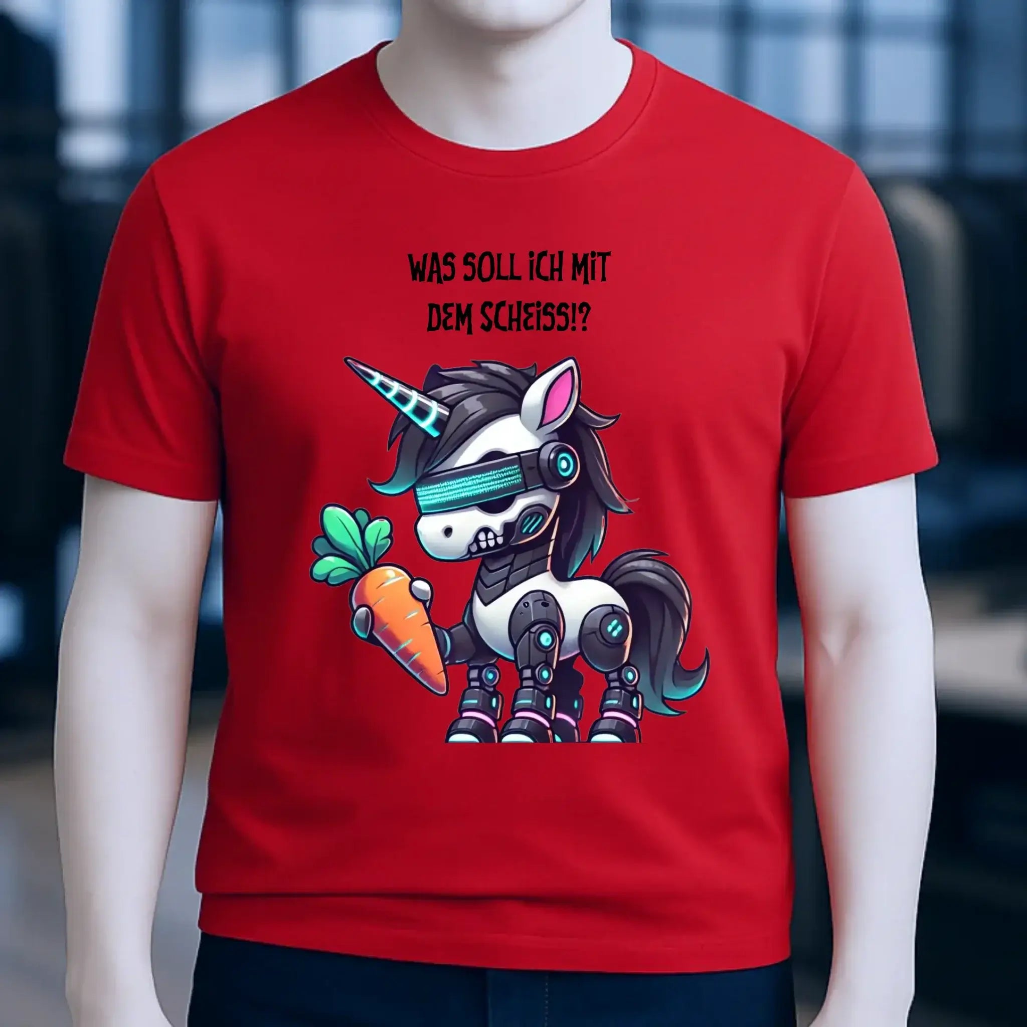 CYBER EINHORN + Text • Halloween • Unisex Premium T-Shirt XS-5XL aus Bio-Baumwolle für Damen & Herren • Exklusivdesign • personalisiert