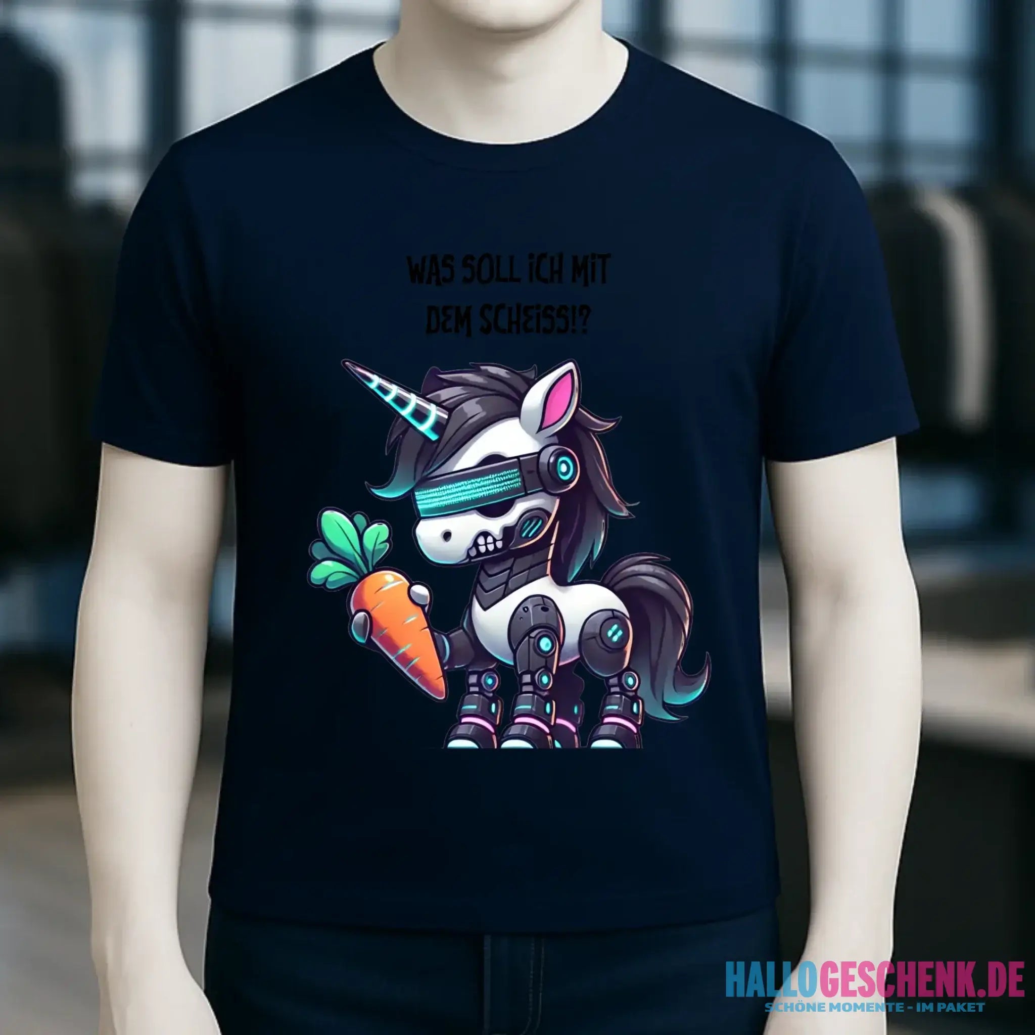 CYBER EINHORN + Text • Halloween • Unisex Premium T-Shirt XS-5XL aus Bio-Baumwolle für Damen & Herren • Exklusivdesign • personalisiert