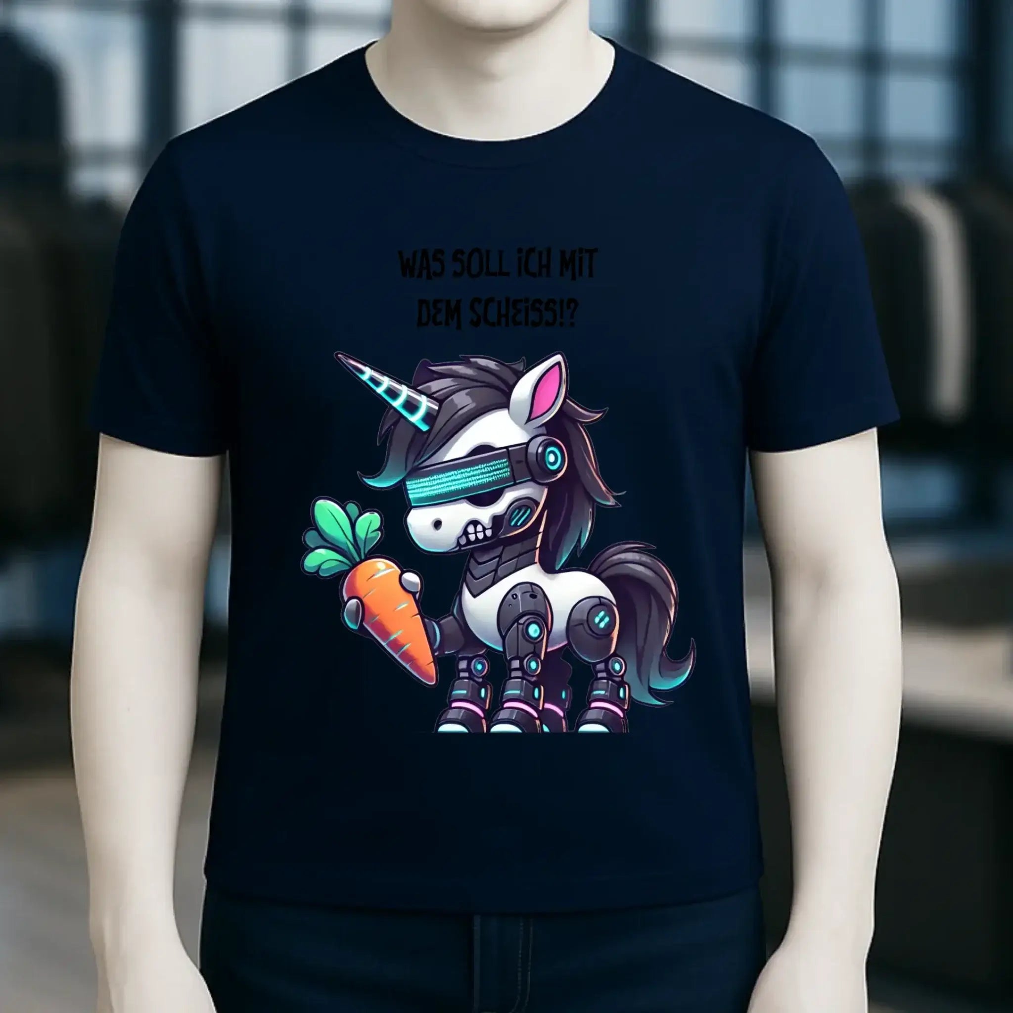 CYBER EINHORN + Text • Halloween • Unisex Premium T-Shirt XS-5XL aus Bio-Baumwolle für Damen & Herren • Exklusivdesign • personalisiert