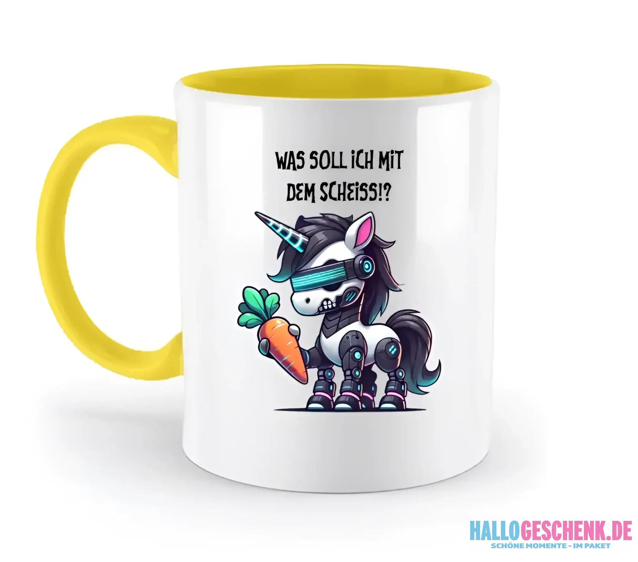 CYBER EINHORN + Text • Halloween • zweifarbige Tasse • Exklusivdesign • personalisiert