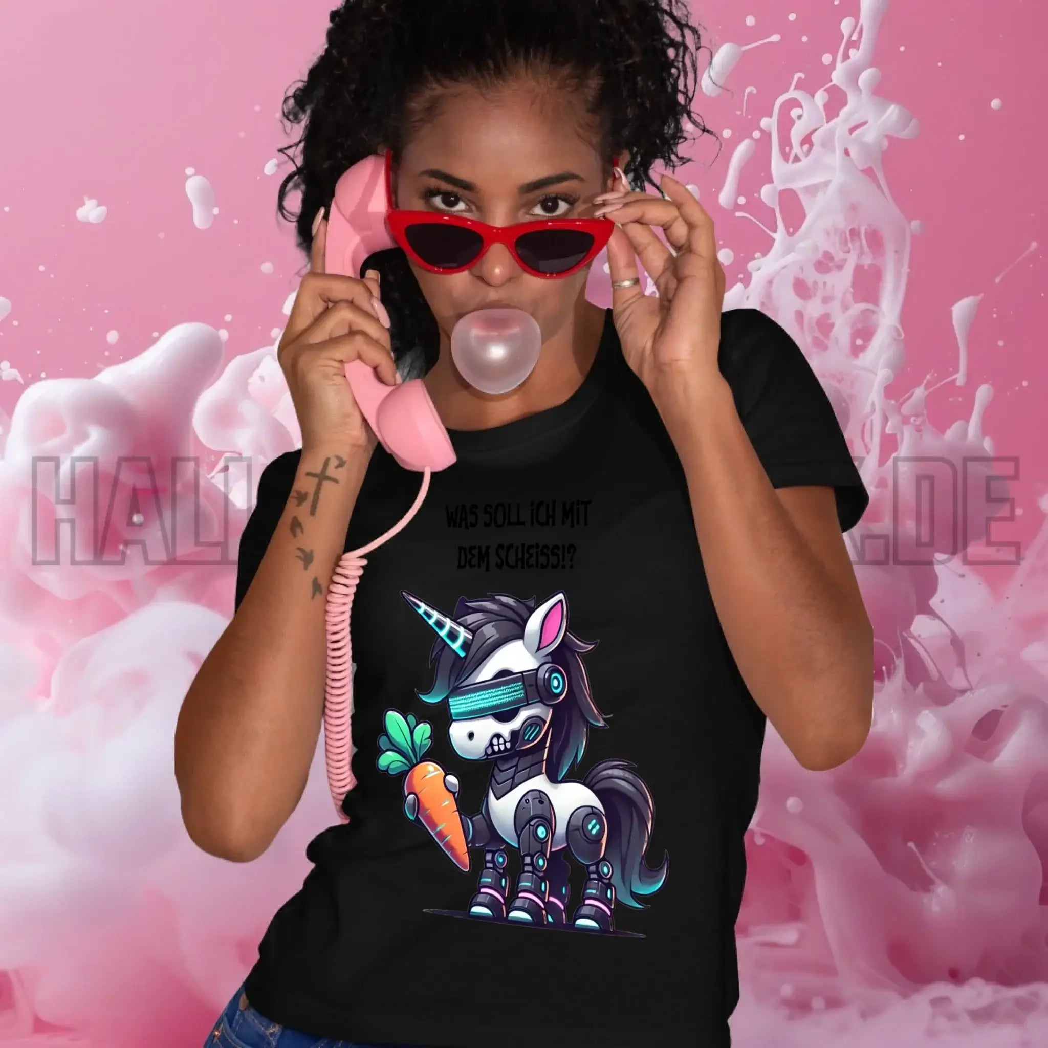 CYBER EINHORN + Text • Ladies Premium T-Shirt XS-2XL aus Bio-Baumwolle für Damen • Exklusivdesign • personalisiert