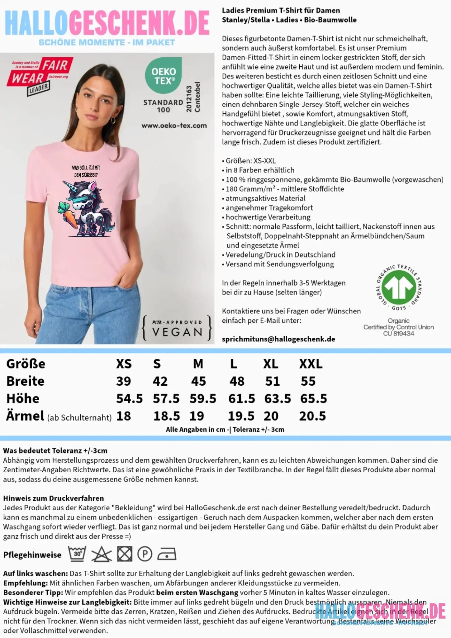 CYBER EINHORN + Text • Ladies Premium T-Shirt XS-2XL aus Bio-Baumwolle für Damen • Exklusivdesign • personalisiert