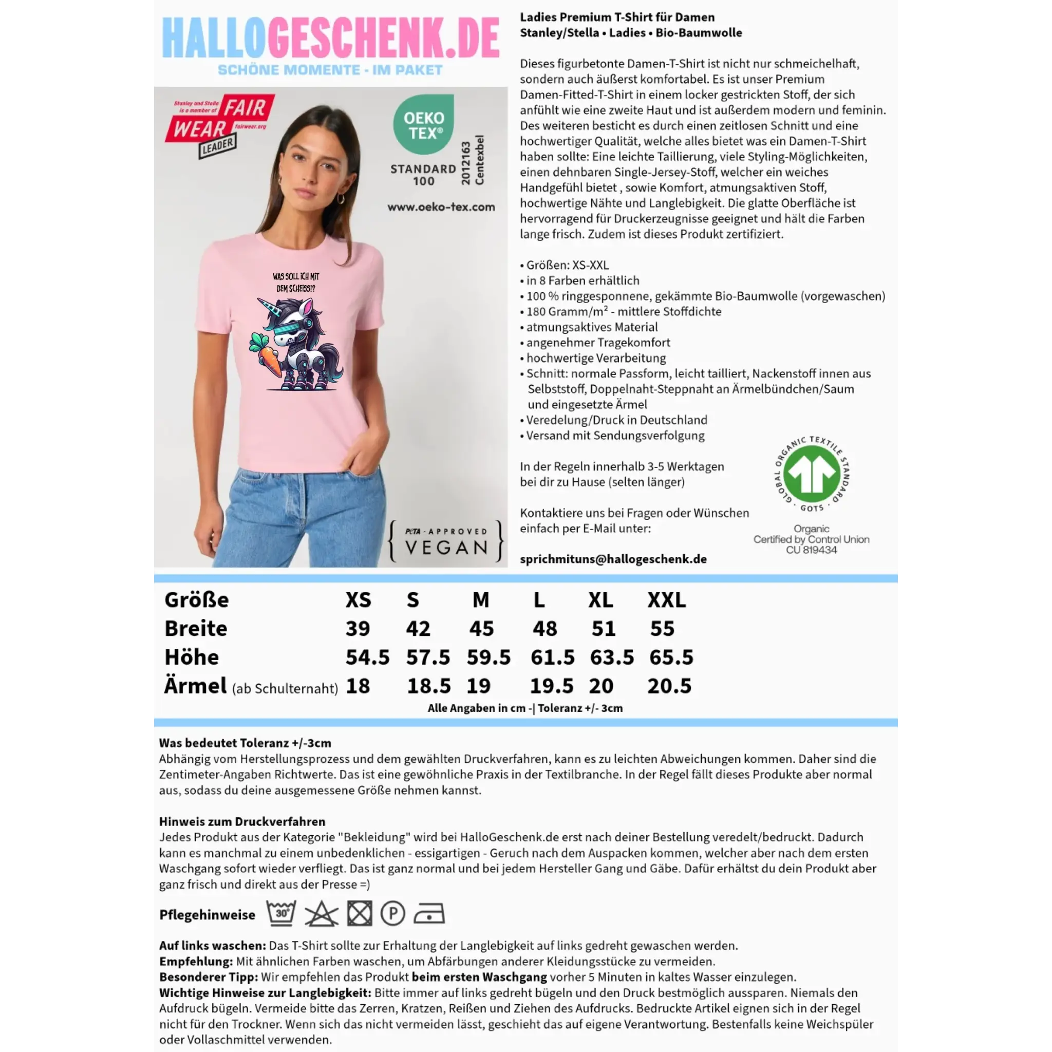 CYBER EINHORN + Text • Ladies Premium T-Shirt XS-2XL aus Bio-Baumwolle für Damen • Exklusivdesign • personalisiert