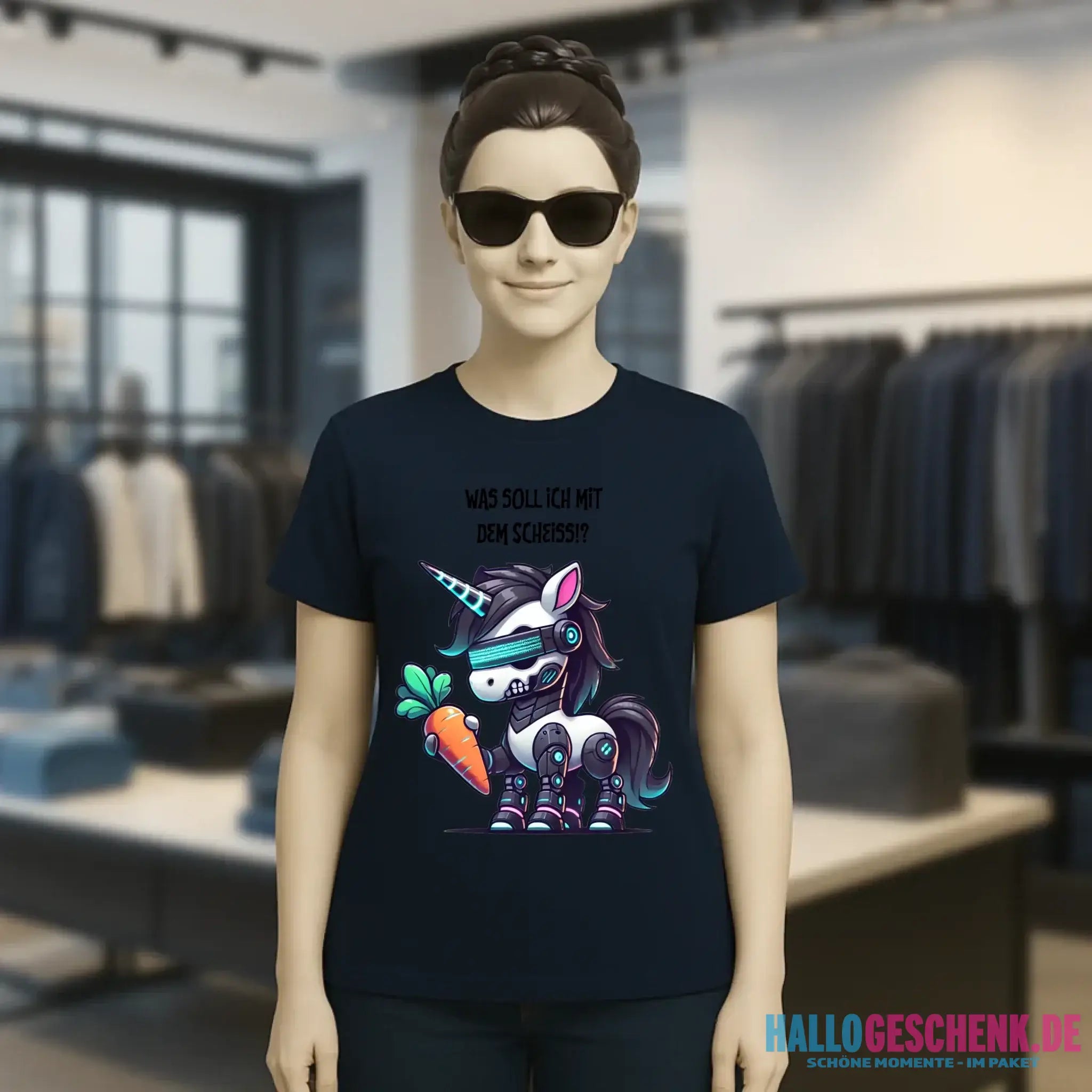 CYBER EINHORN + Text • Ladies Premium T-Shirt XS-2XL aus Bio-Baumwolle für Damen • Exklusivdesign • personalisiert