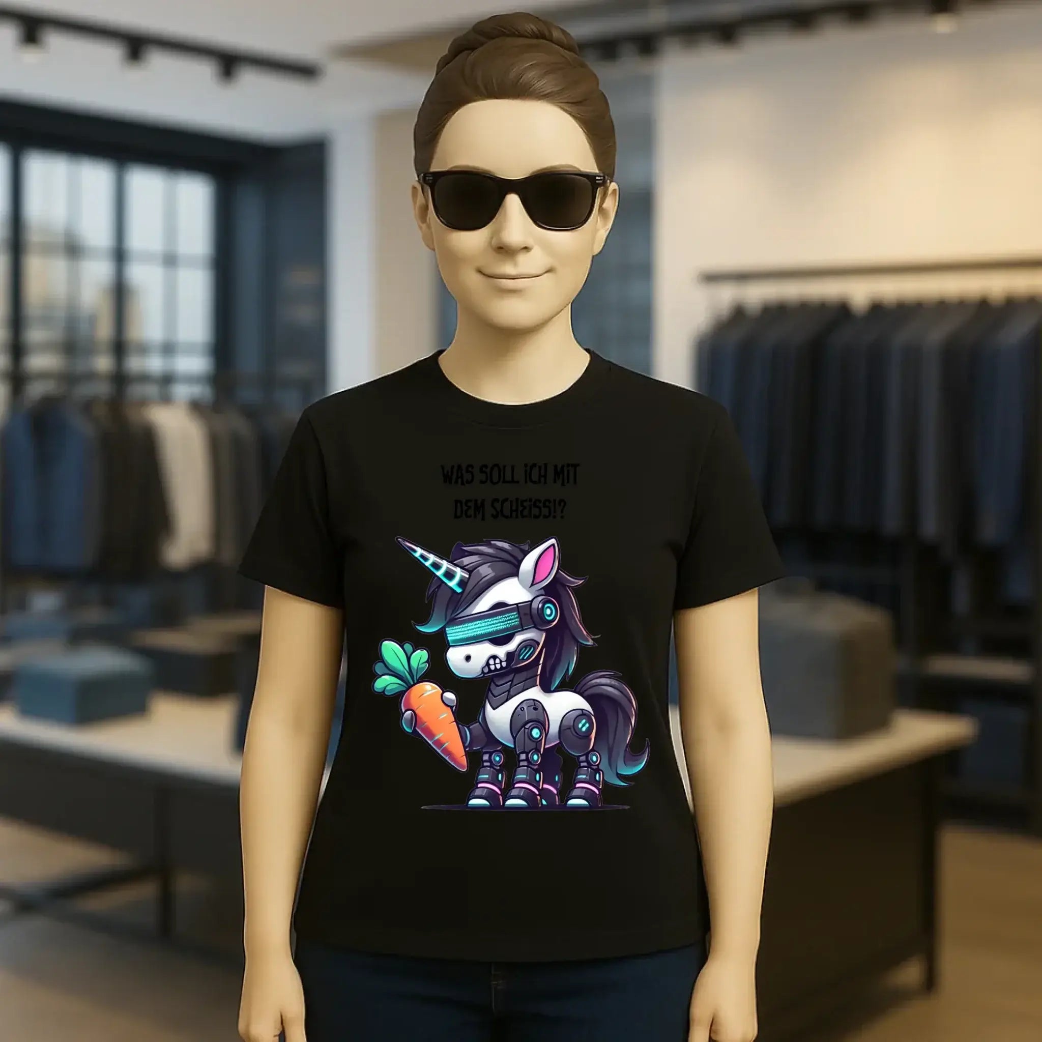 CYBER EINHORN + Text • Ladies Premium T-Shirt XS-2XL aus Bio-Baumwolle für Damen • Exklusivdesign • personalisiert
