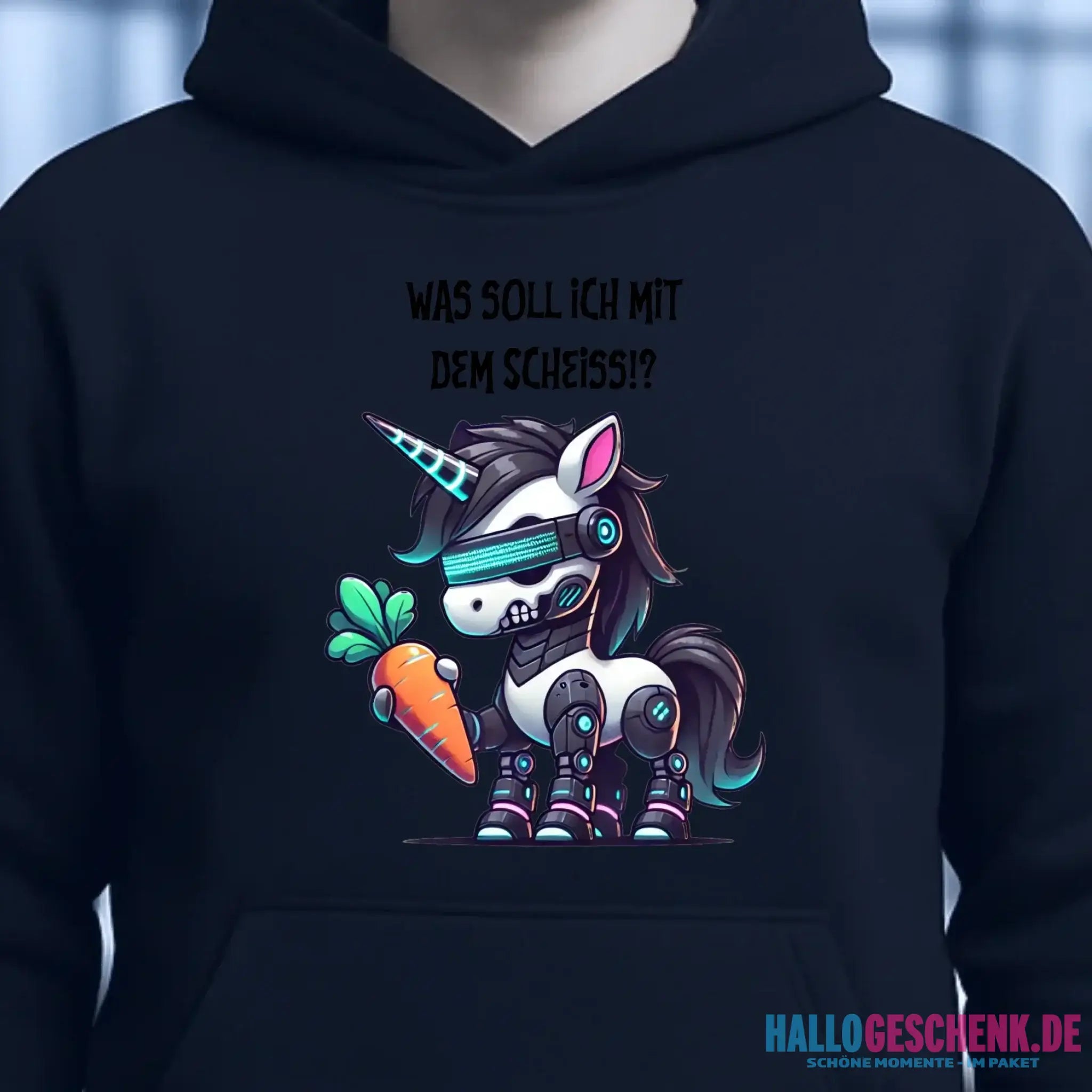 CYBER EINHORN + Text • Unisex Premium Hoodie XS-5XL aus Bio-Baumwolle für Damen & Herren • Exklusivdesign • personalisiert
