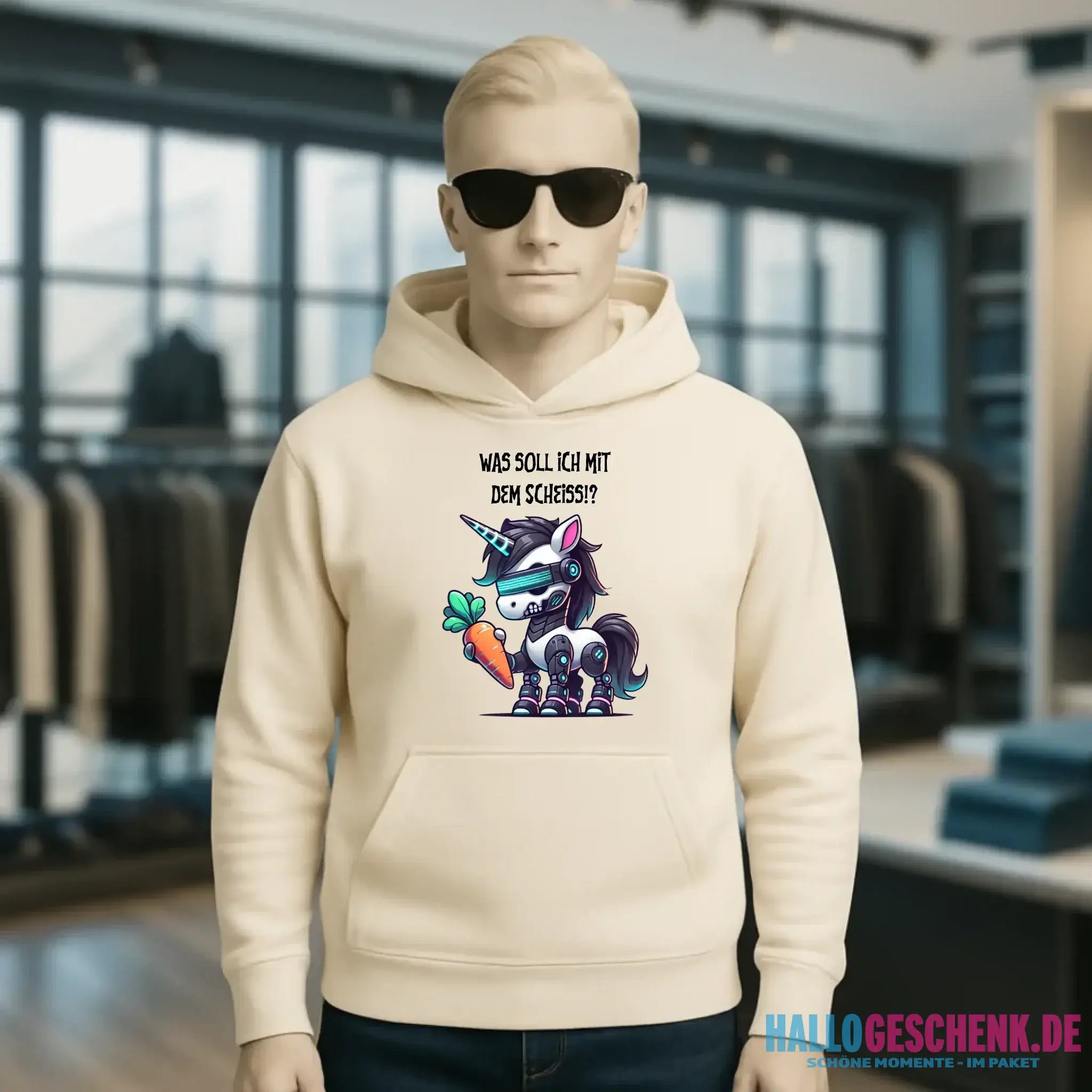 CYBER EINHORN + Text • Unisex Premium Hoodie XS-5XL aus Bio-Baumwolle für Damen & Herren • Exklusivdesign • personalisiert