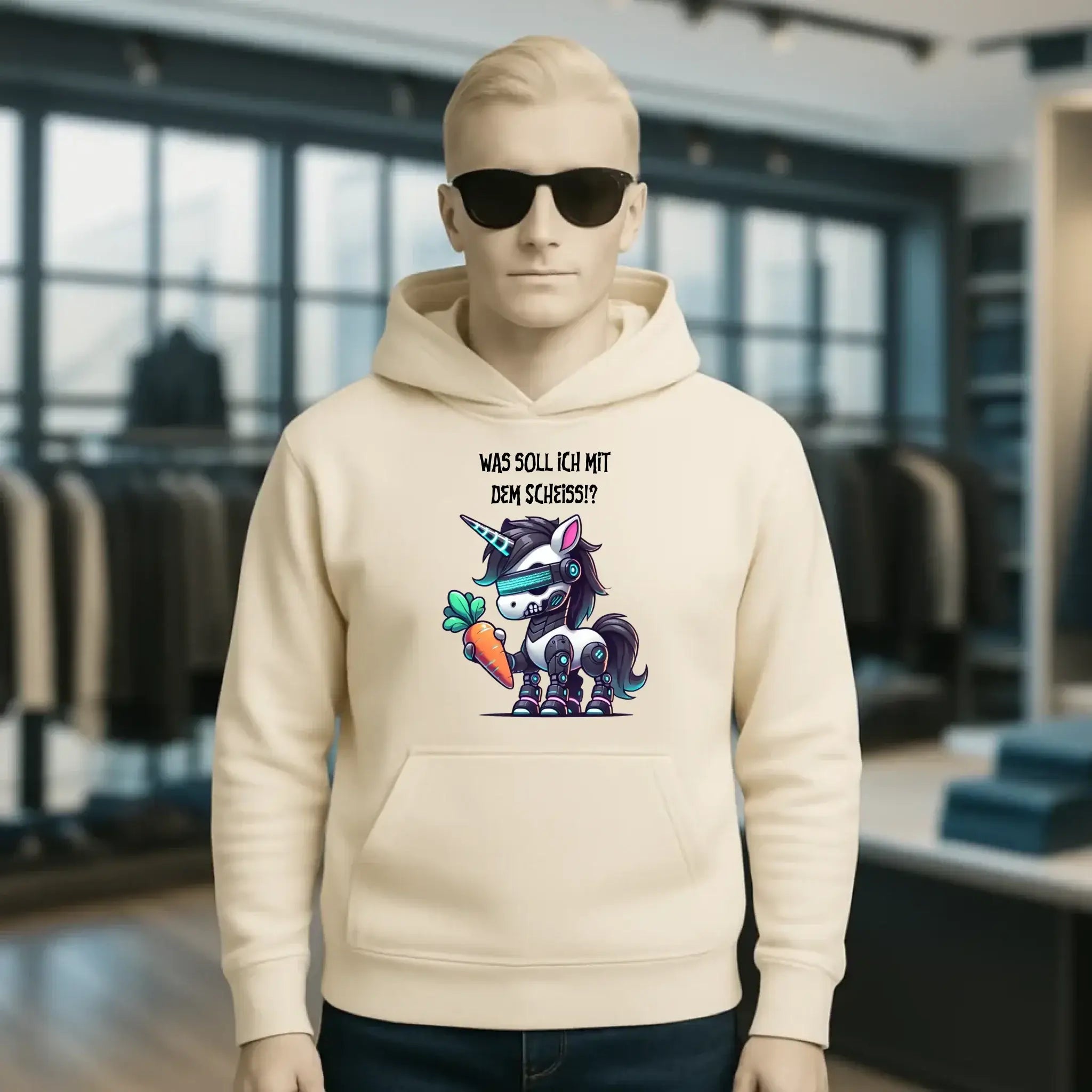 CYBER EINHORN + Text • Unisex Premium Hoodie XS-5XL aus Bio-Baumwolle für Damen & Herren • Exklusivdesign • personalisiert