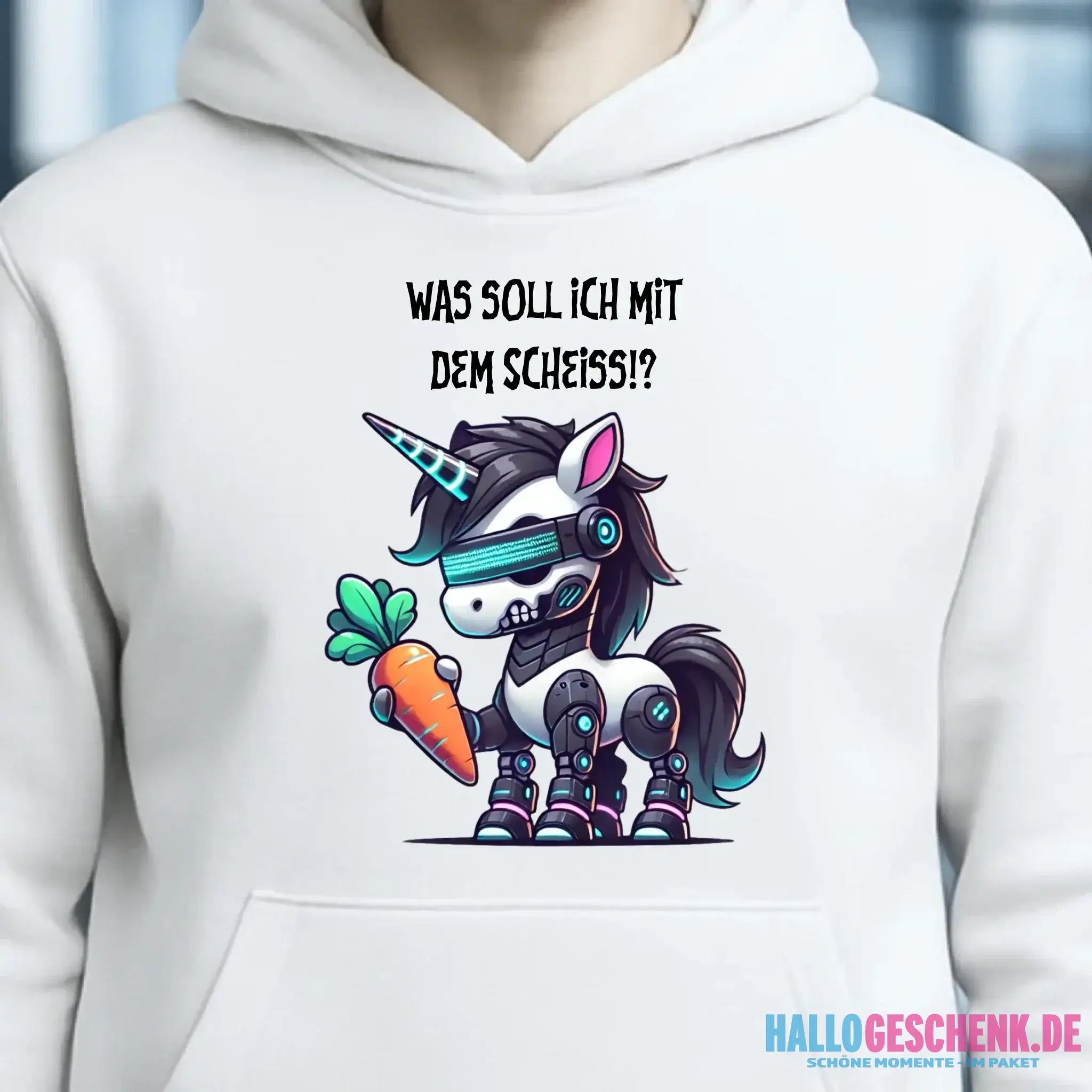 CYBER EINHORN + Text • Unisex Premium Hoodie XS-5XL aus Bio-Baumwolle für Damen & Herren • Exklusivdesign • personalisiert
