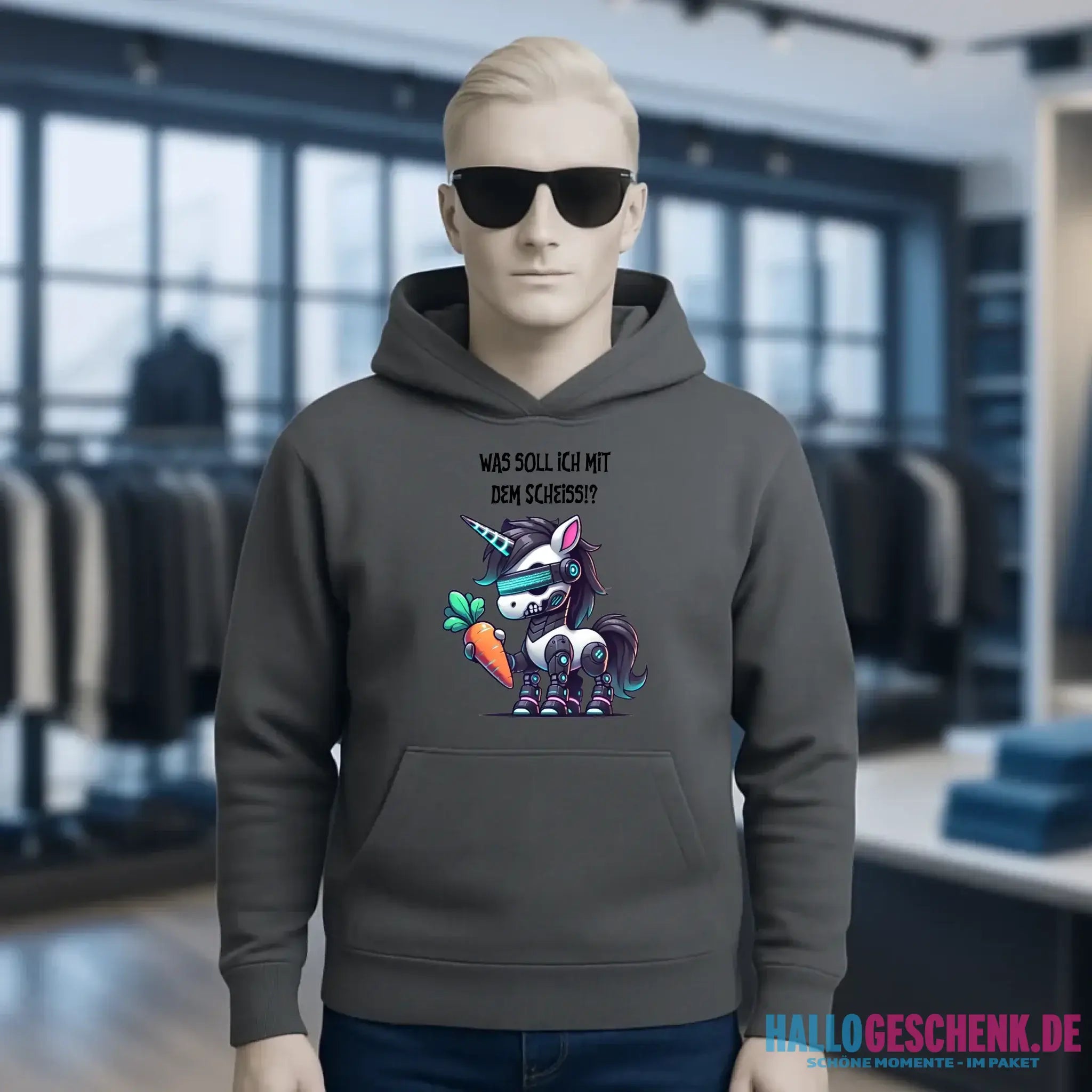 CYBER EINHORN + Text • Unisex Premium Hoodie XS-5XL aus Bio-Baumwolle für Damen & Herren • Exklusivdesign • personalisiert
