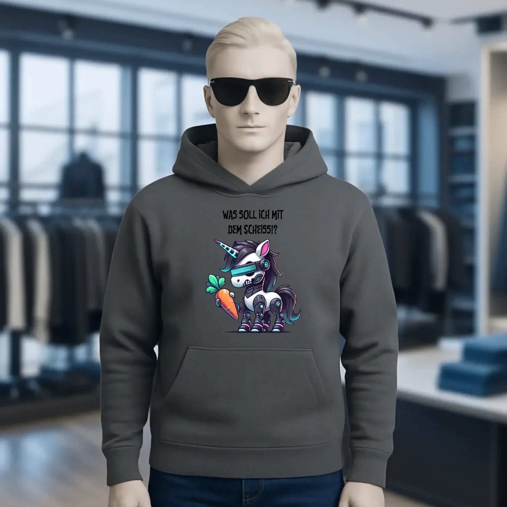 CYBER EINHORN + Text • Unisex Premium Hoodie XS-5XL aus Bio-Baumwolle für Damen & Herren • Exklusivdesign • personalisiert