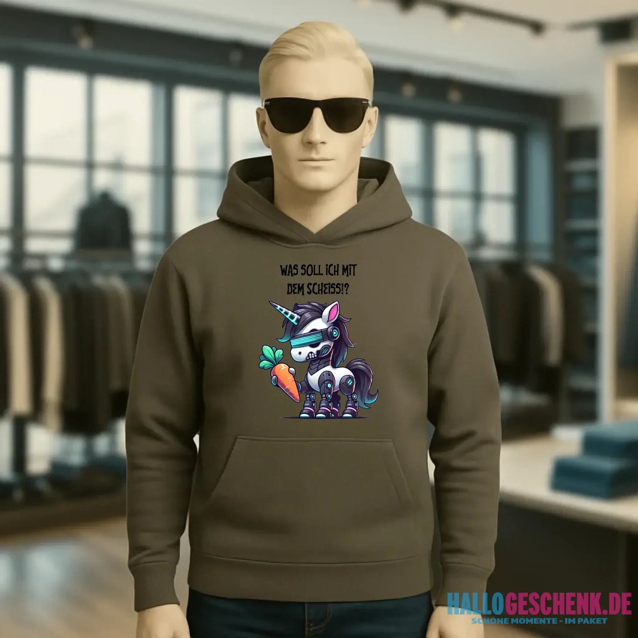 CYBER EINHORN + Text • Unisex Premium Hoodie XS-5XL aus Bio-Baumwolle für Damen & Herren • Exklusivdesign • personalisiert
