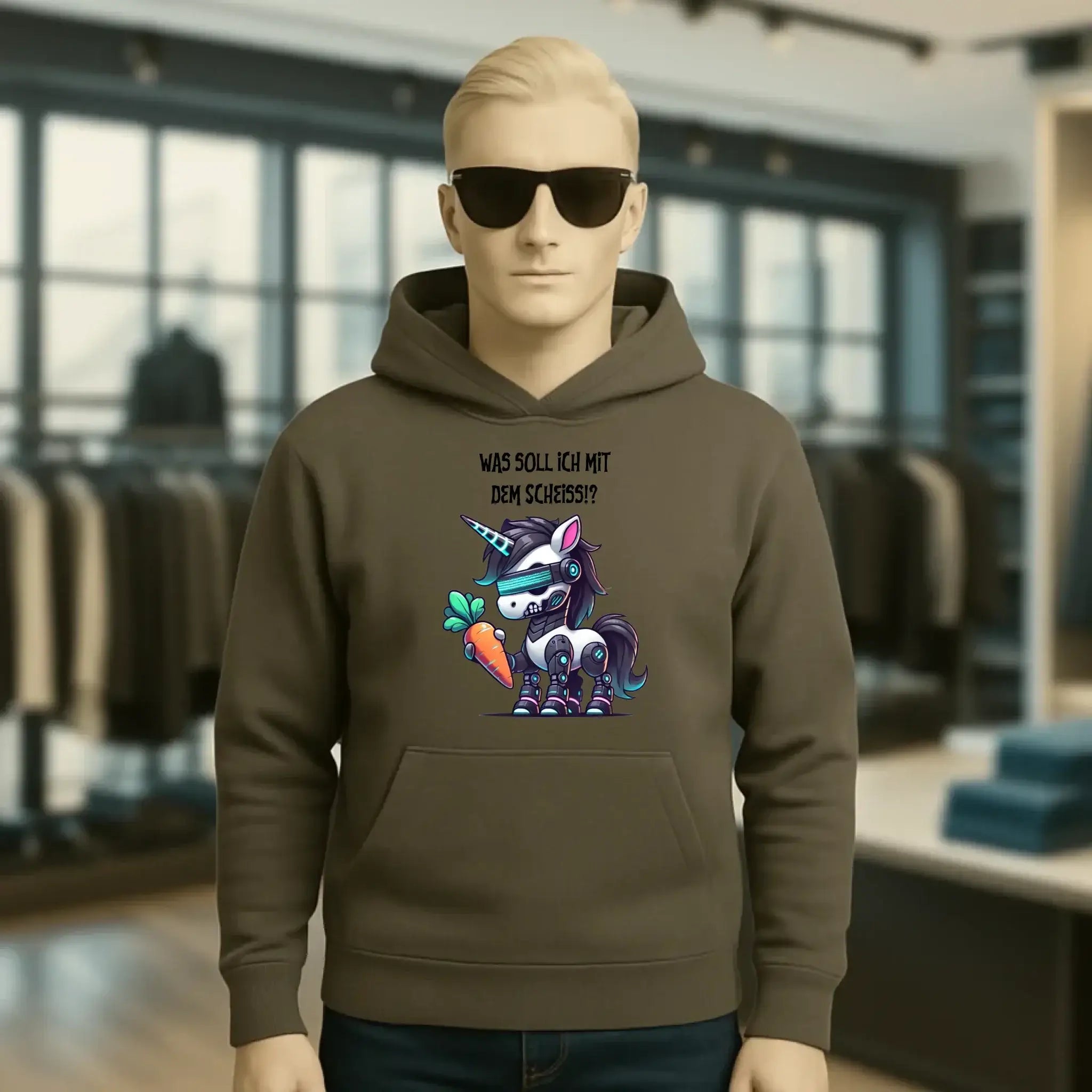 CYBER EINHORN + Text • Unisex Premium Hoodie XS-5XL aus Bio-Baumwolle für Damen & Herren • Exklusivdesign • personalisiert